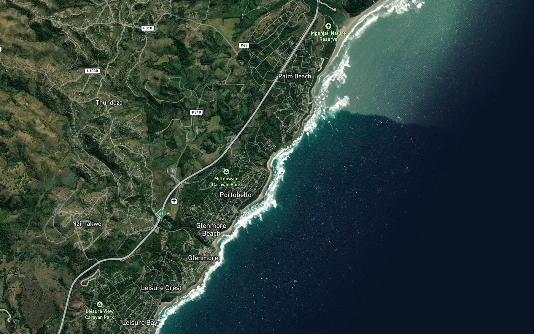 Satellite map of the Umkandandhlovu River