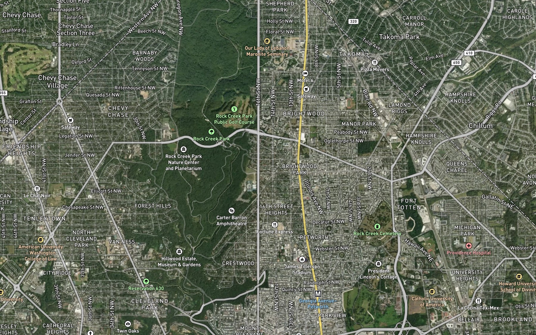 Satellite map of the Brightwood Reservoir (historical)