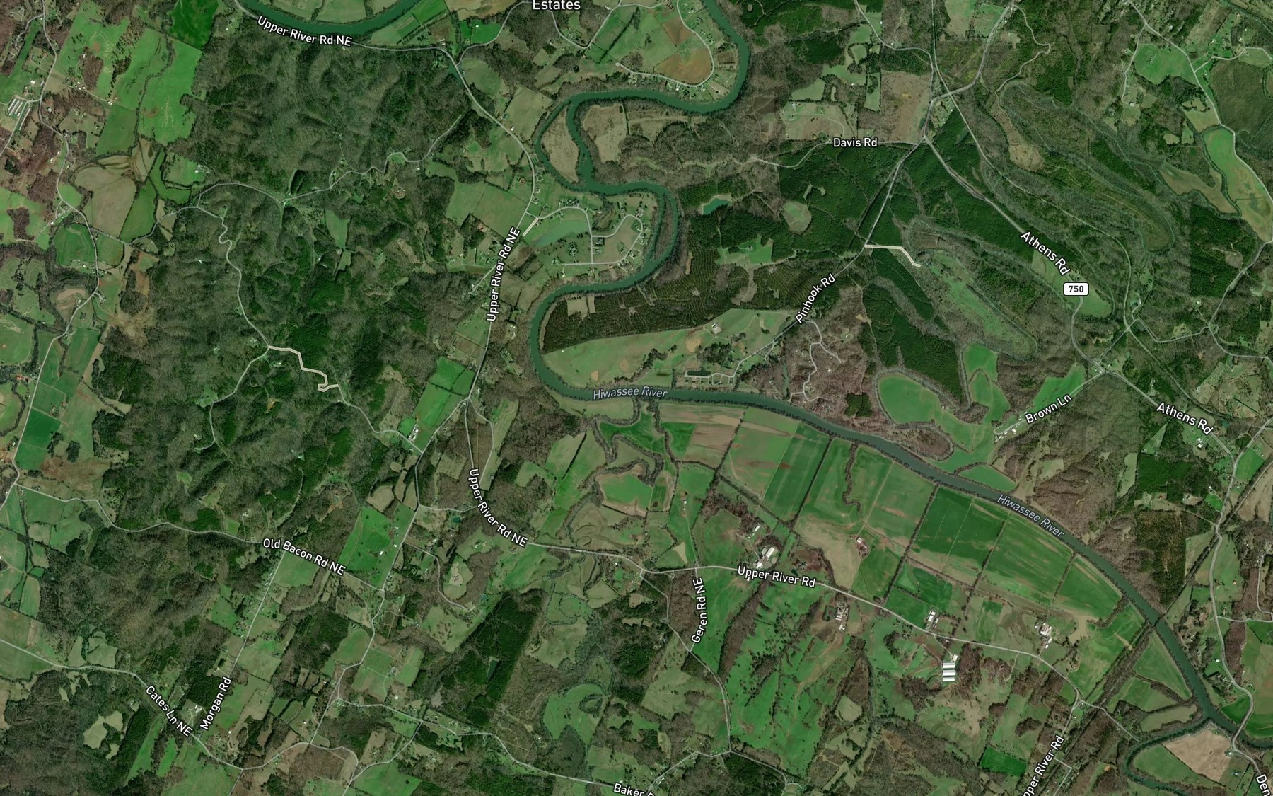 Satellite map of the Bacon Branch