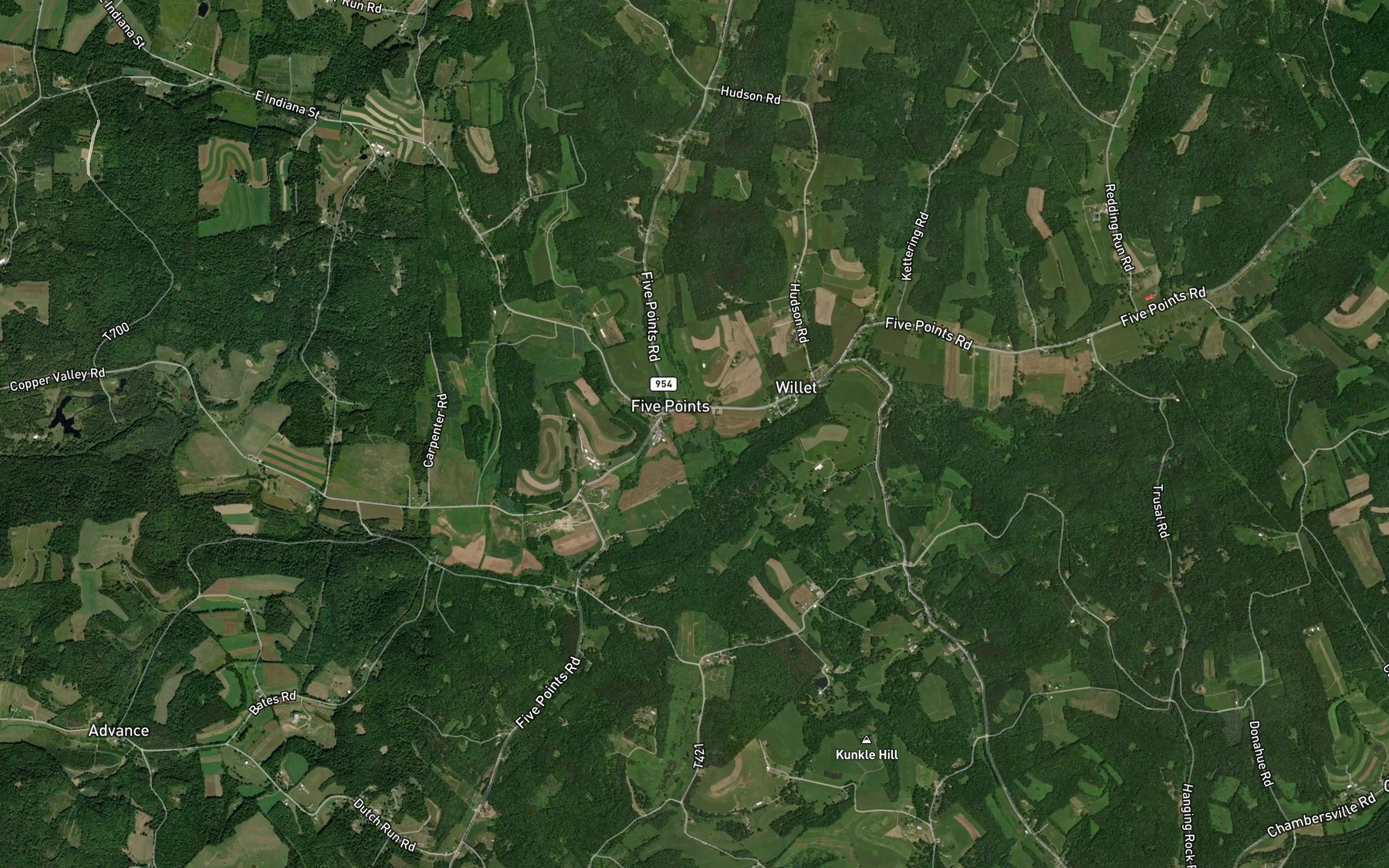 Satellite map of the Sugarcamp Run