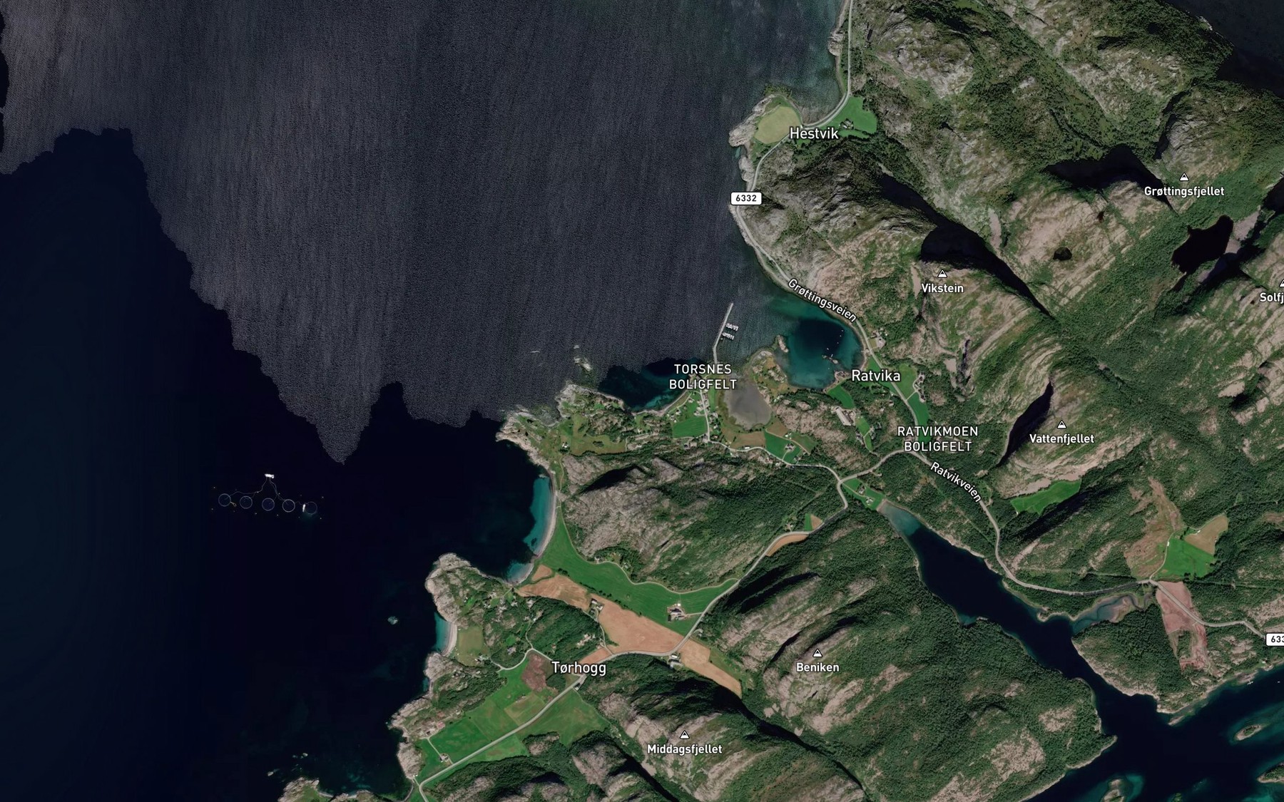 Satellite map of the Tjorna