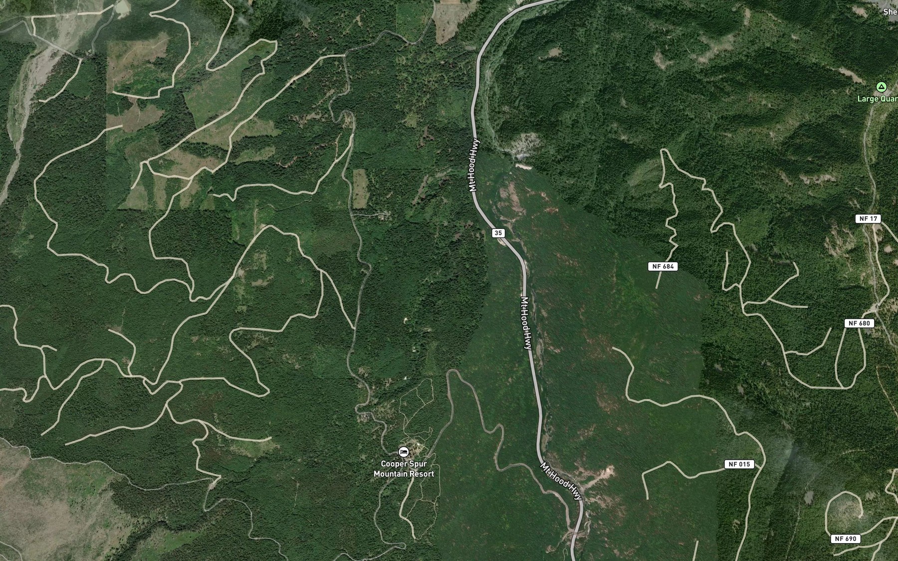 Satellite map of the Doe Creek