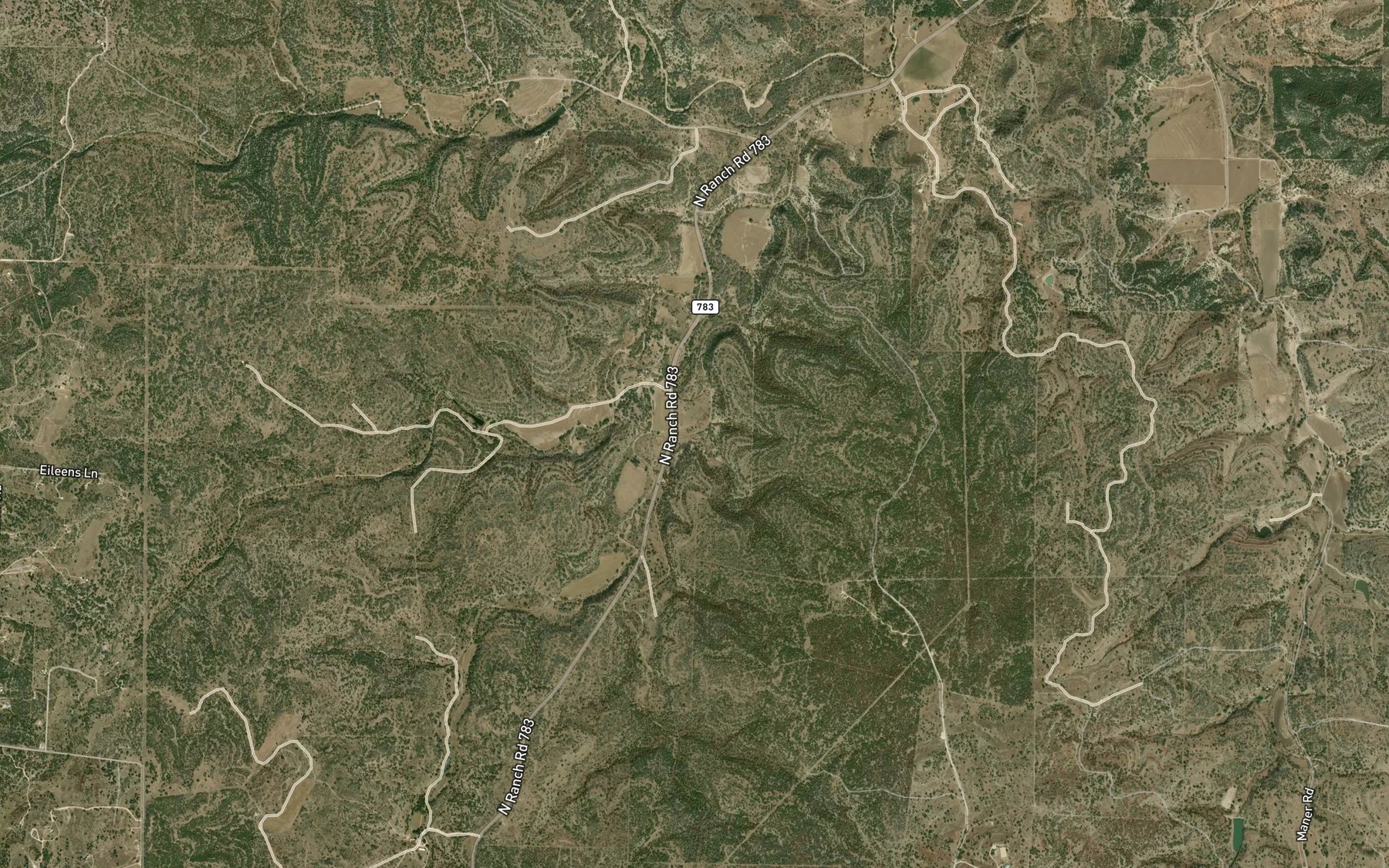 Satellite map of the Pecan Spring Branch