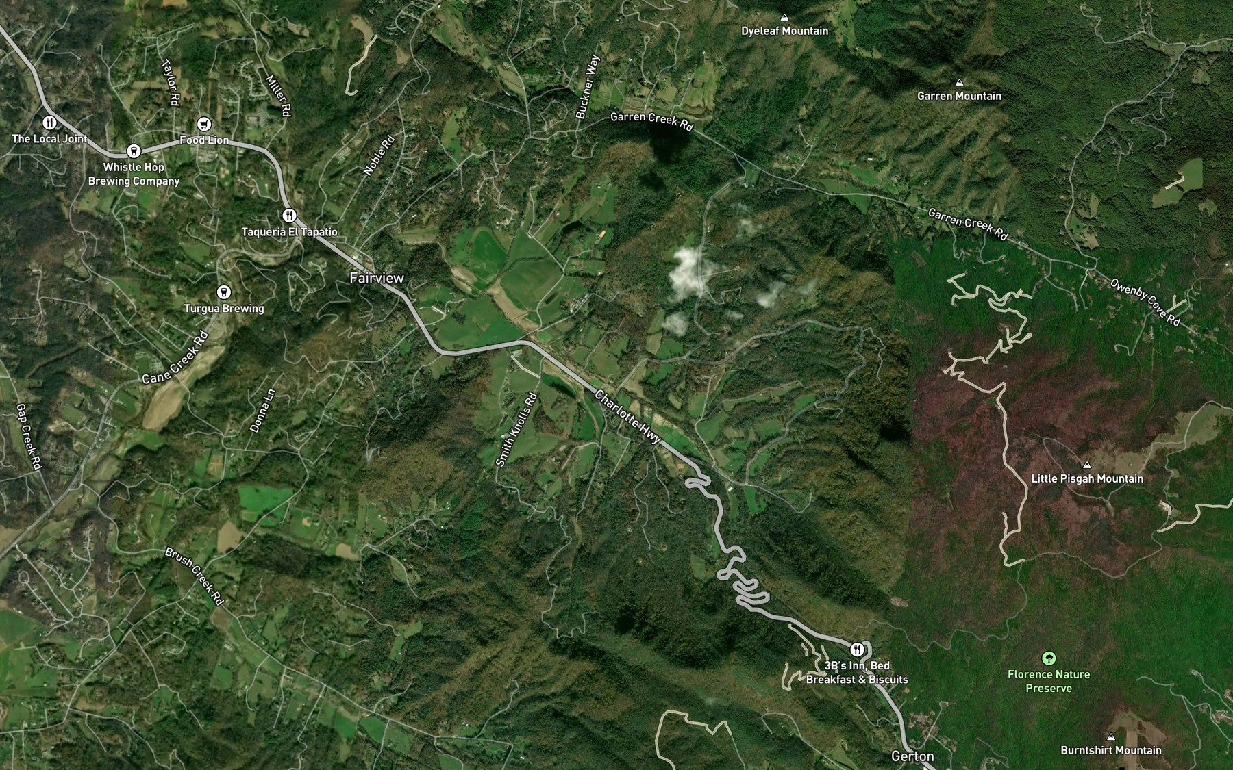 Satellite map of the Reed Branch