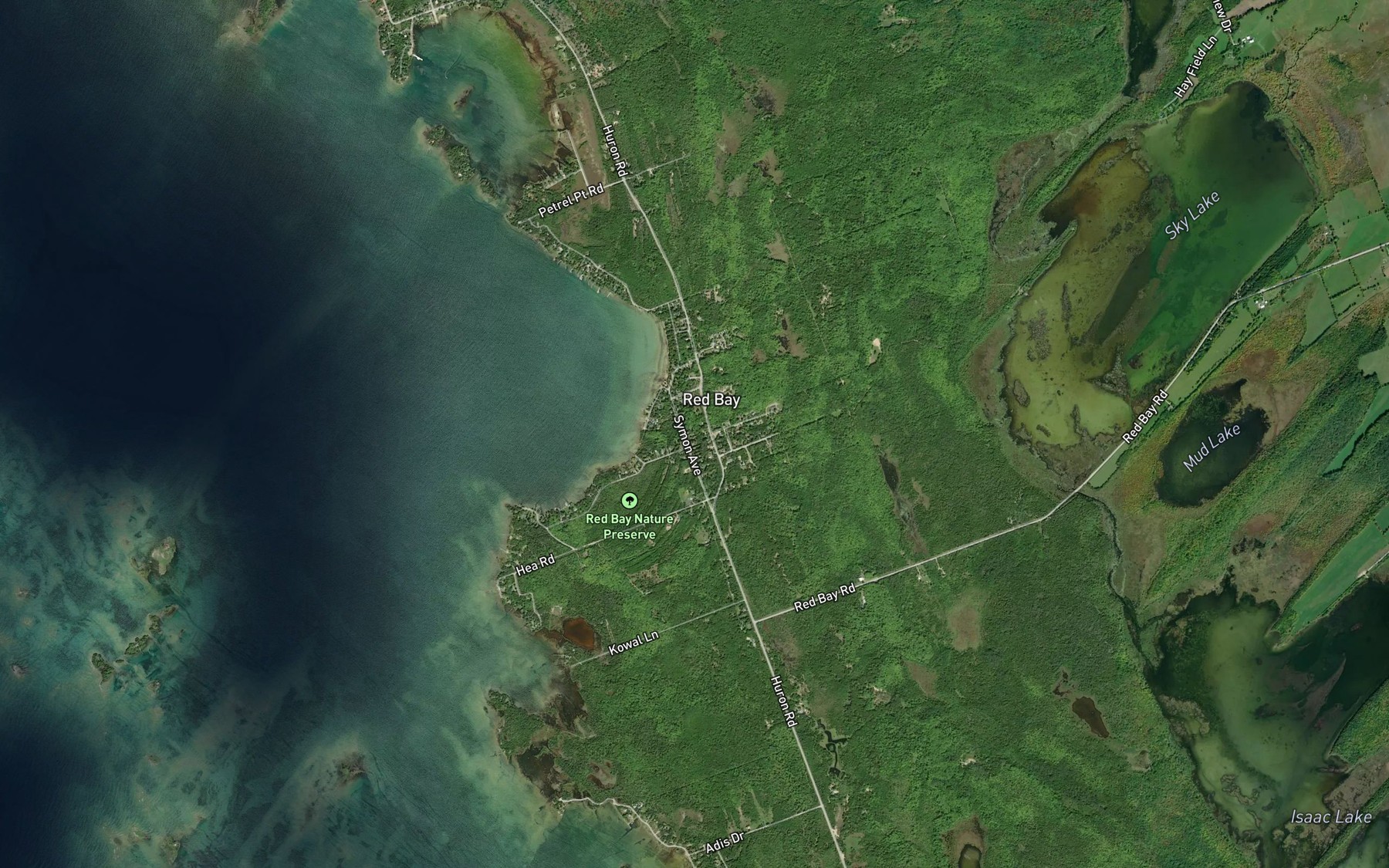 Satellite map of the Red Bay