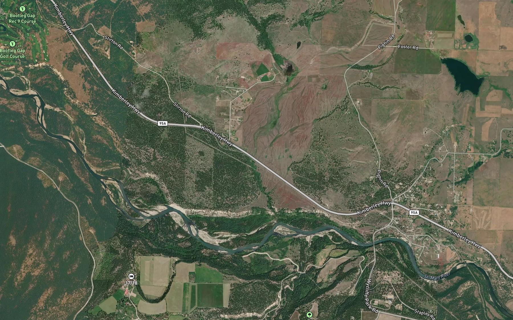 Satellite map of the Burnett Creek