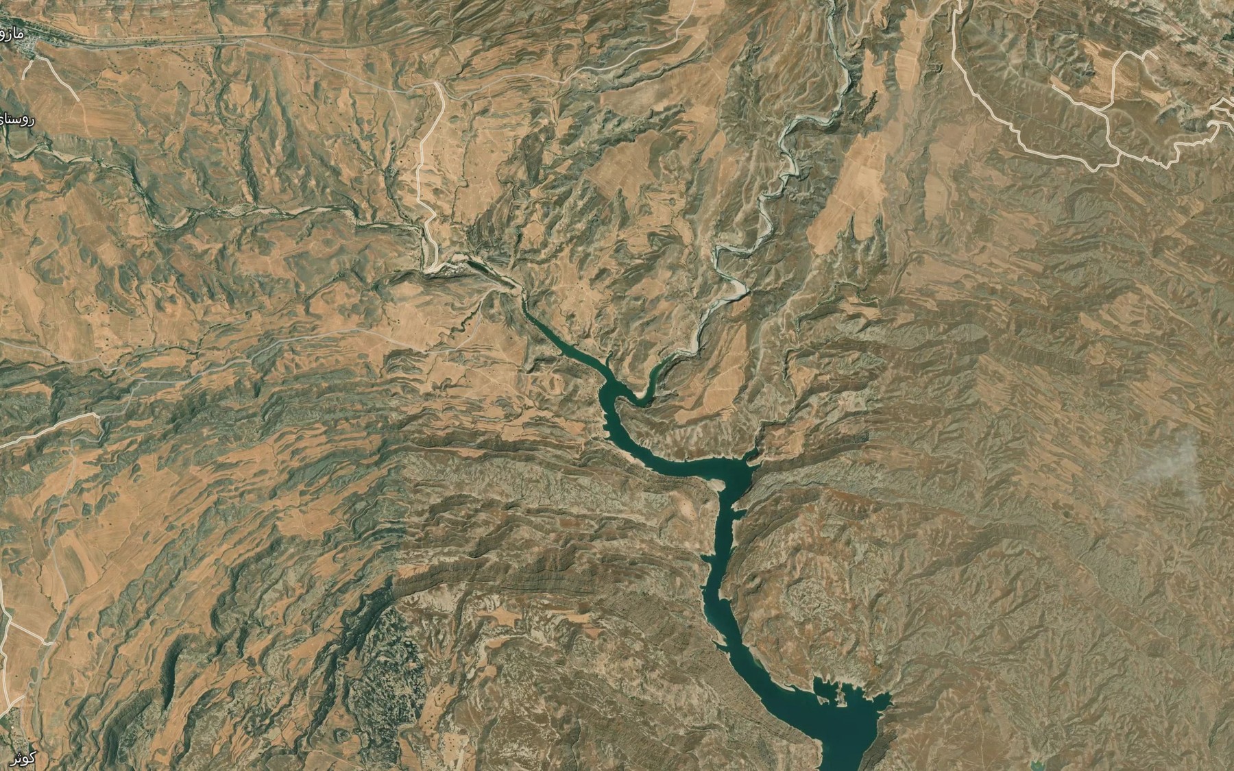 Satellite map of the Rudkhaneh-ye Dam Dam
