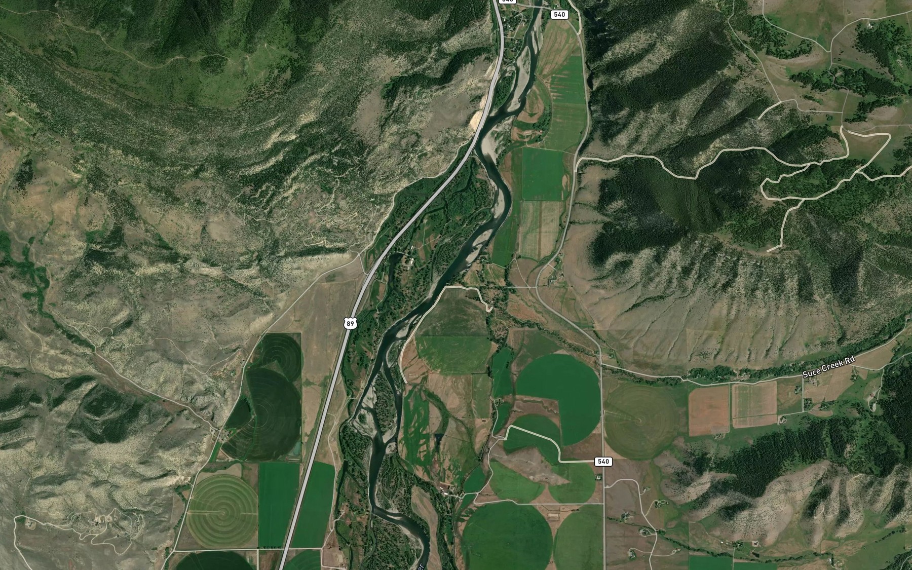 Satellite map of the Suce Creek