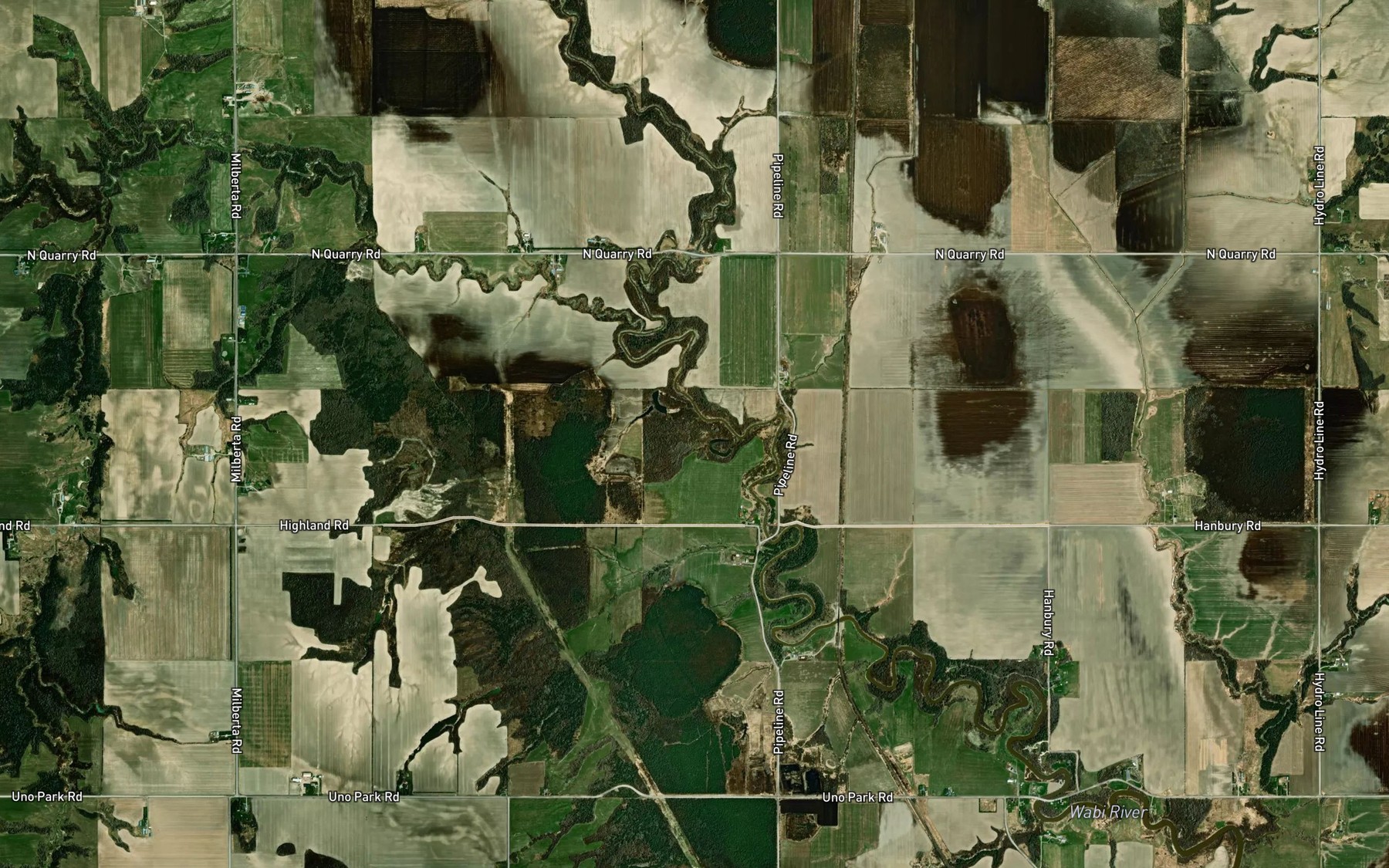 Satellite map of the Hudson Creek