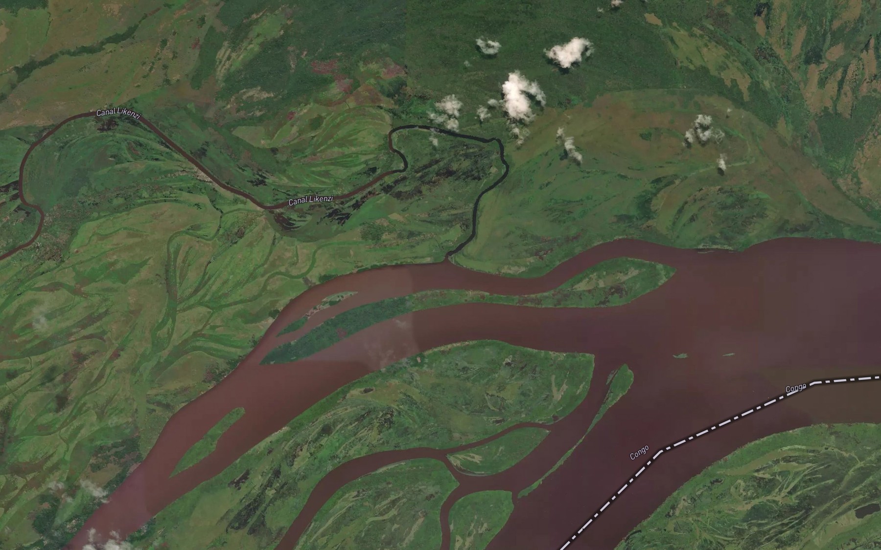 Satellite map of the Canal Lekendze