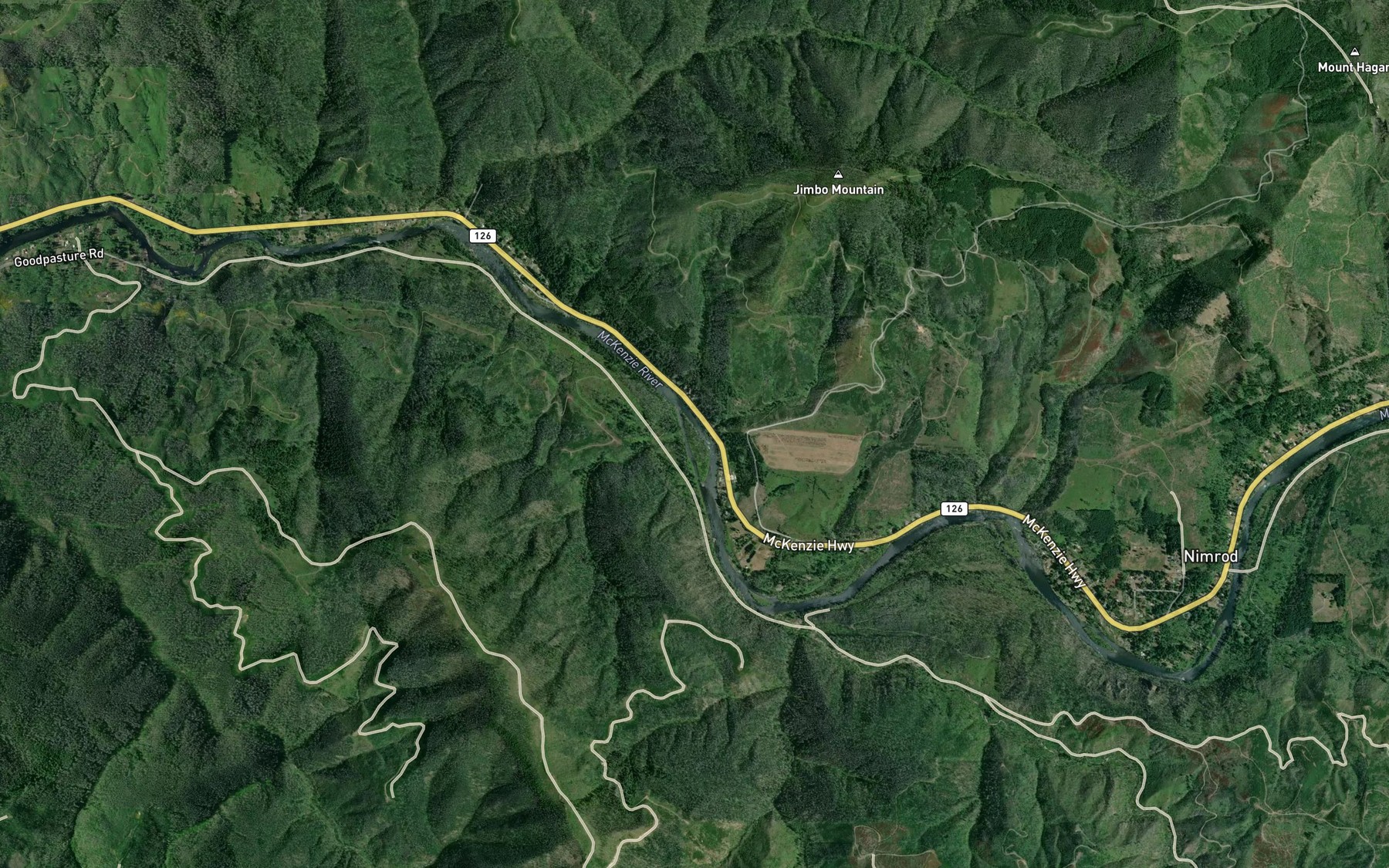 Satellite map of the Mason Creek