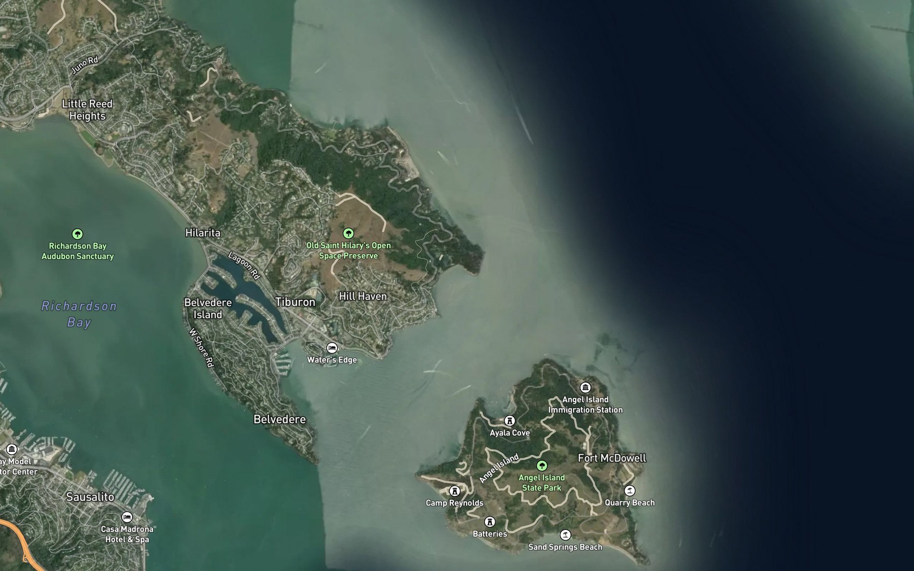 Satellite map of the Keil Cove