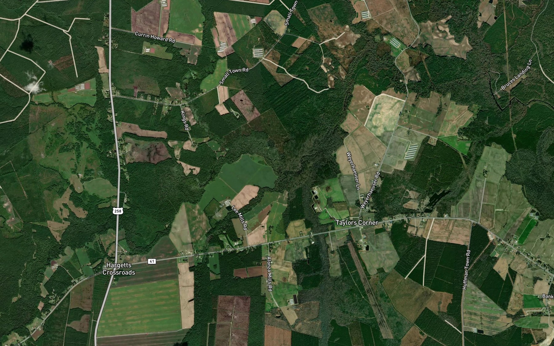 Satellite map of the Tuckahoe Swamp