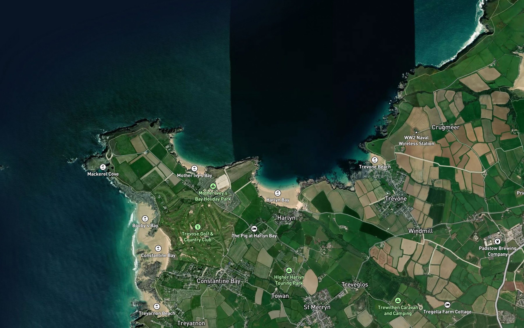 Satellite map of the Big Guns Cove