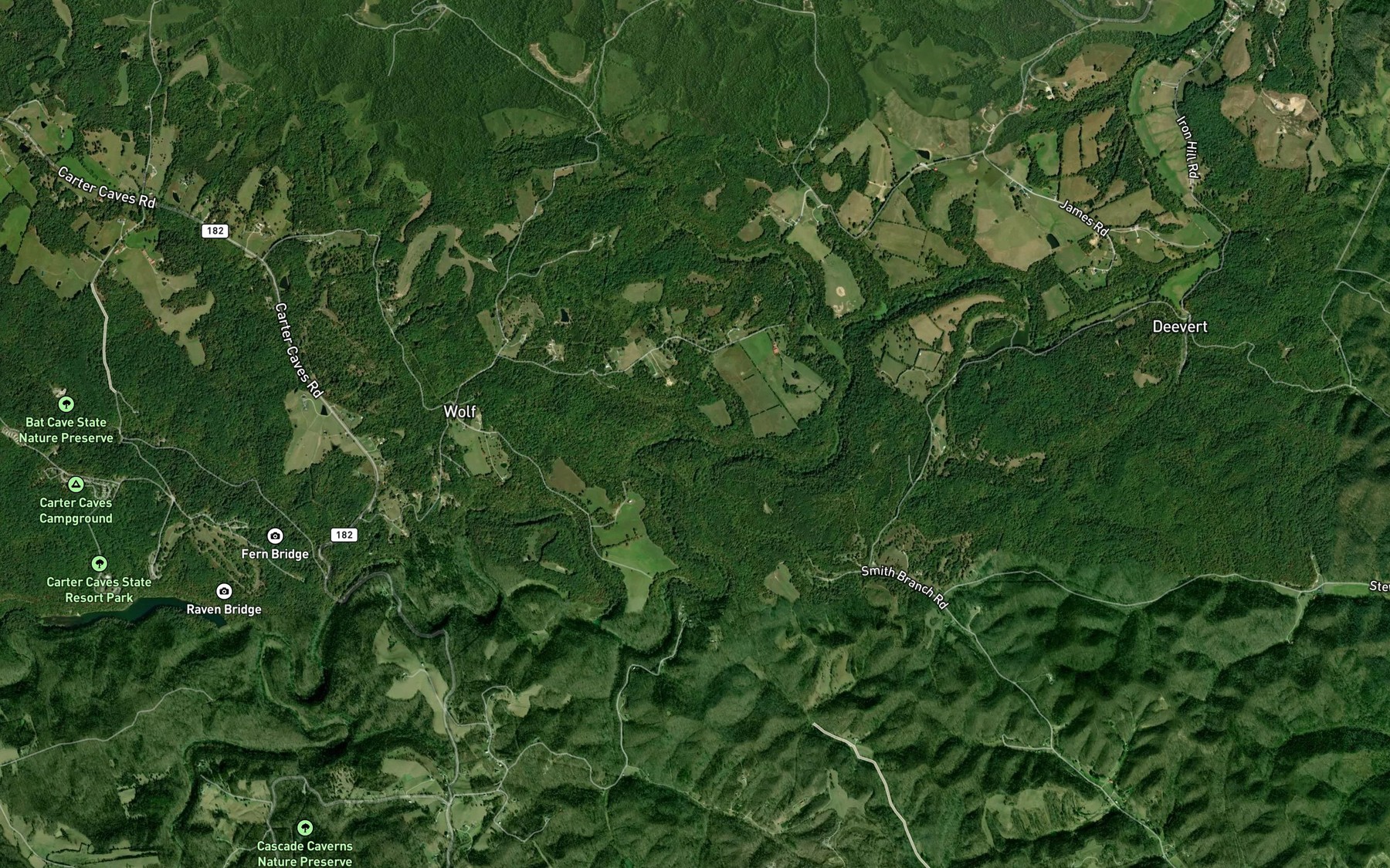 Satellite map of the Wolfpen Creek