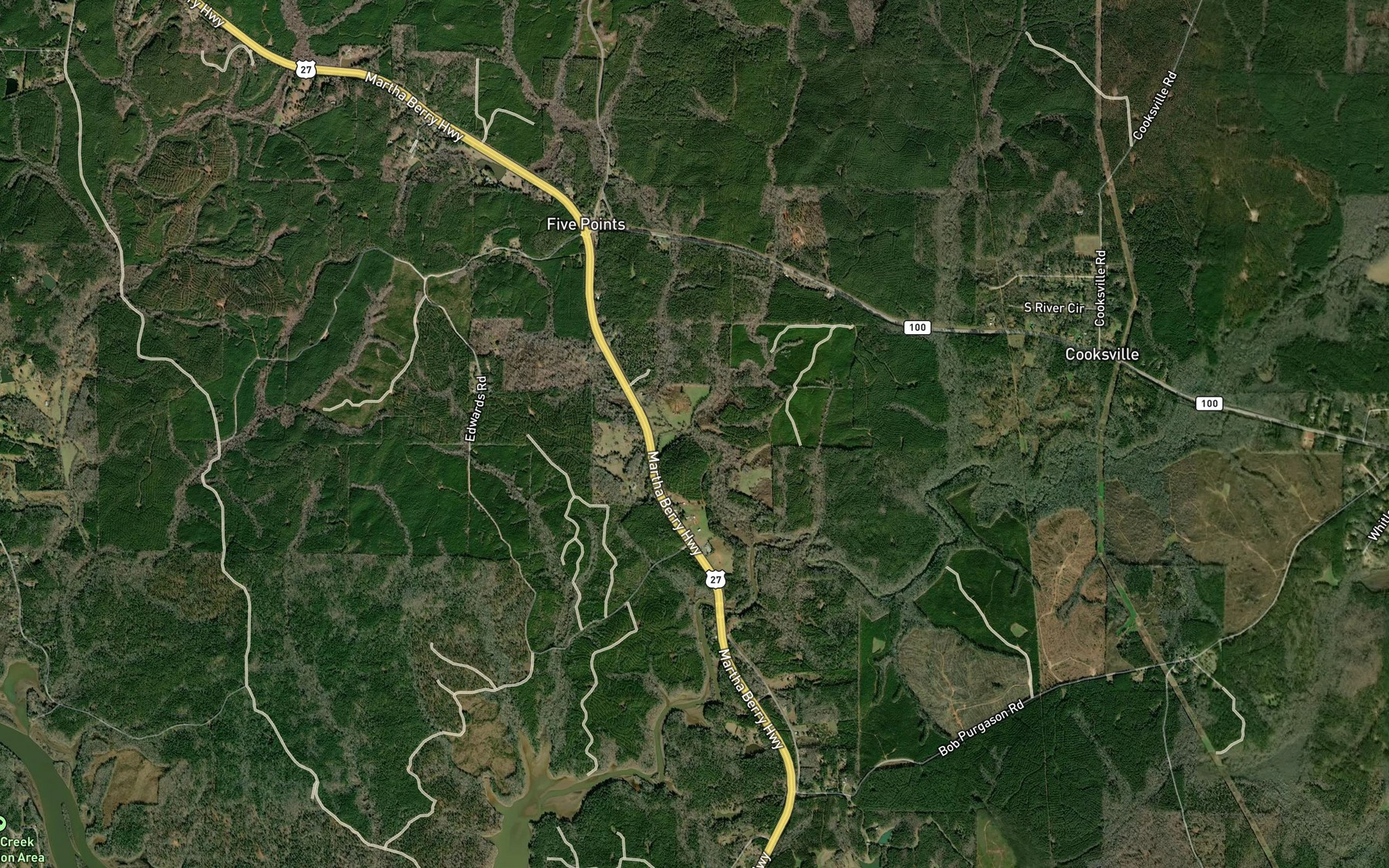 Satellite map of the Redbud Creek