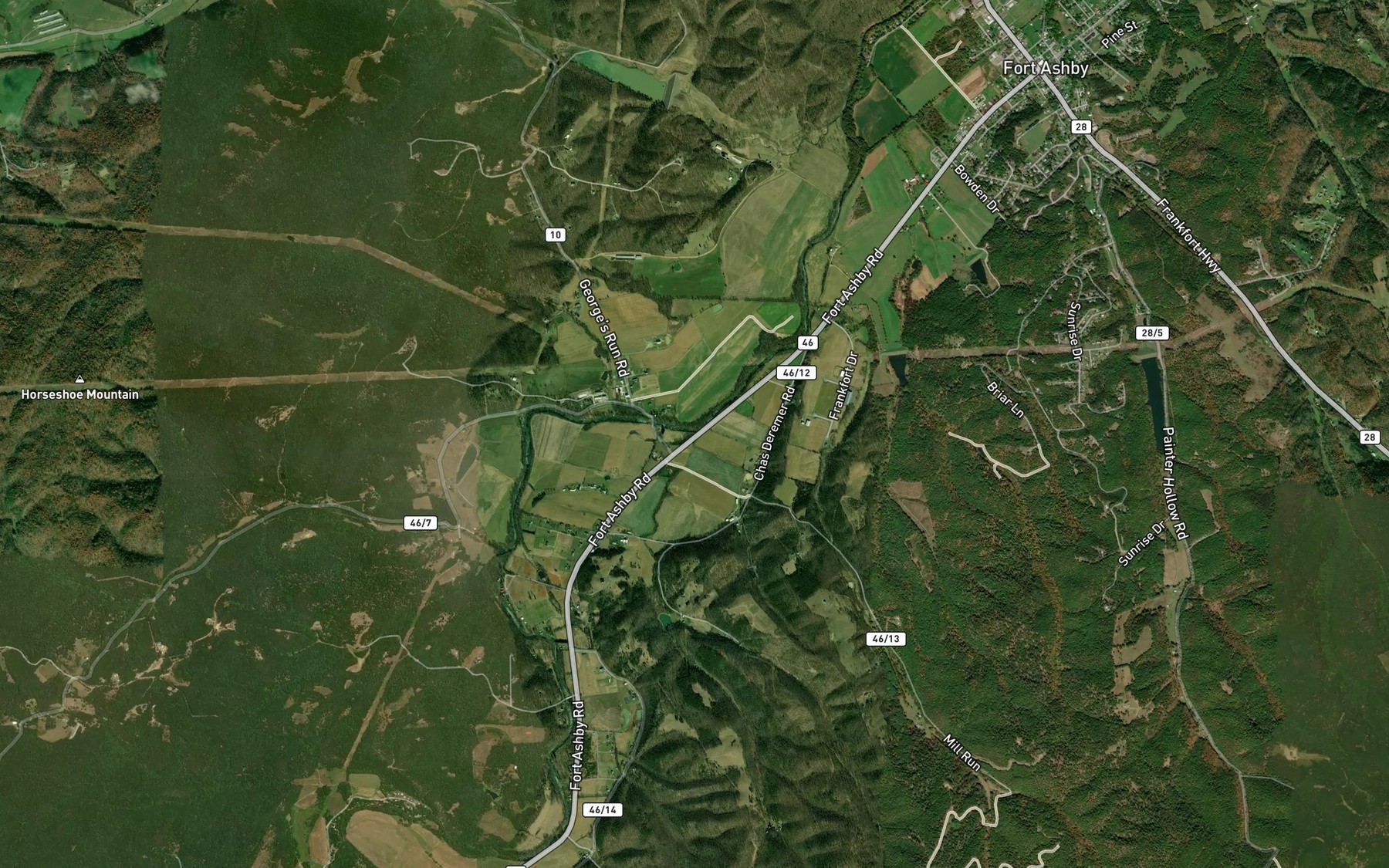 Satellite map of the Kellar Run