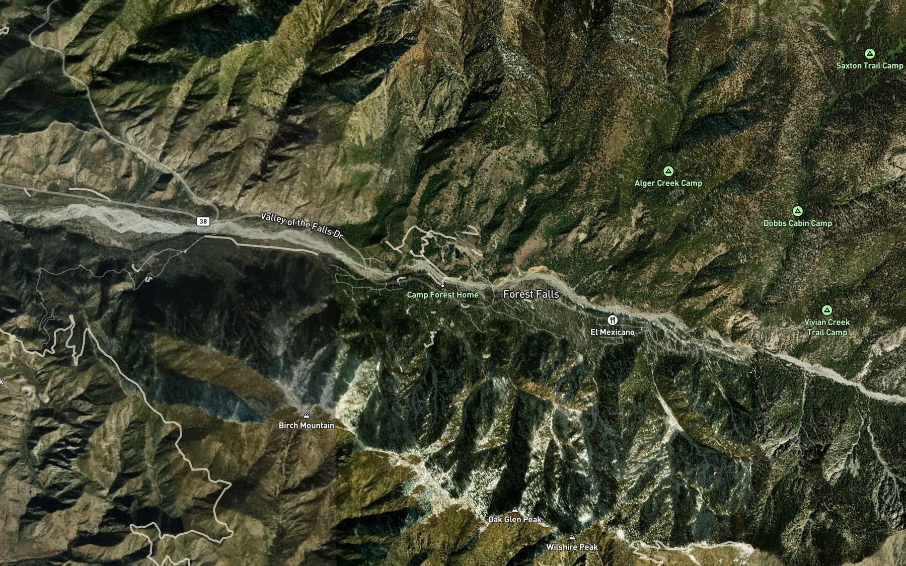 Satellite map of the Momyer Creek