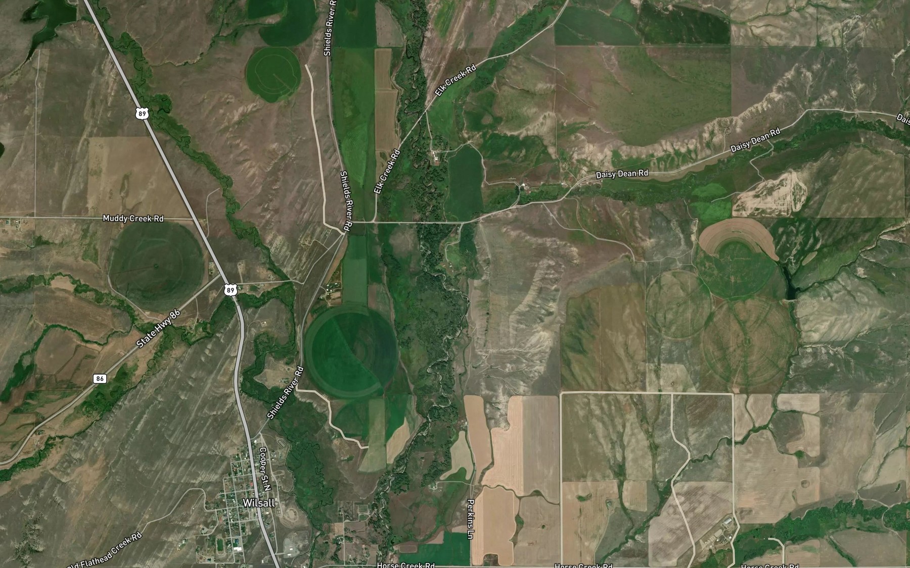 Satellite map of the Daisy Dean Creek