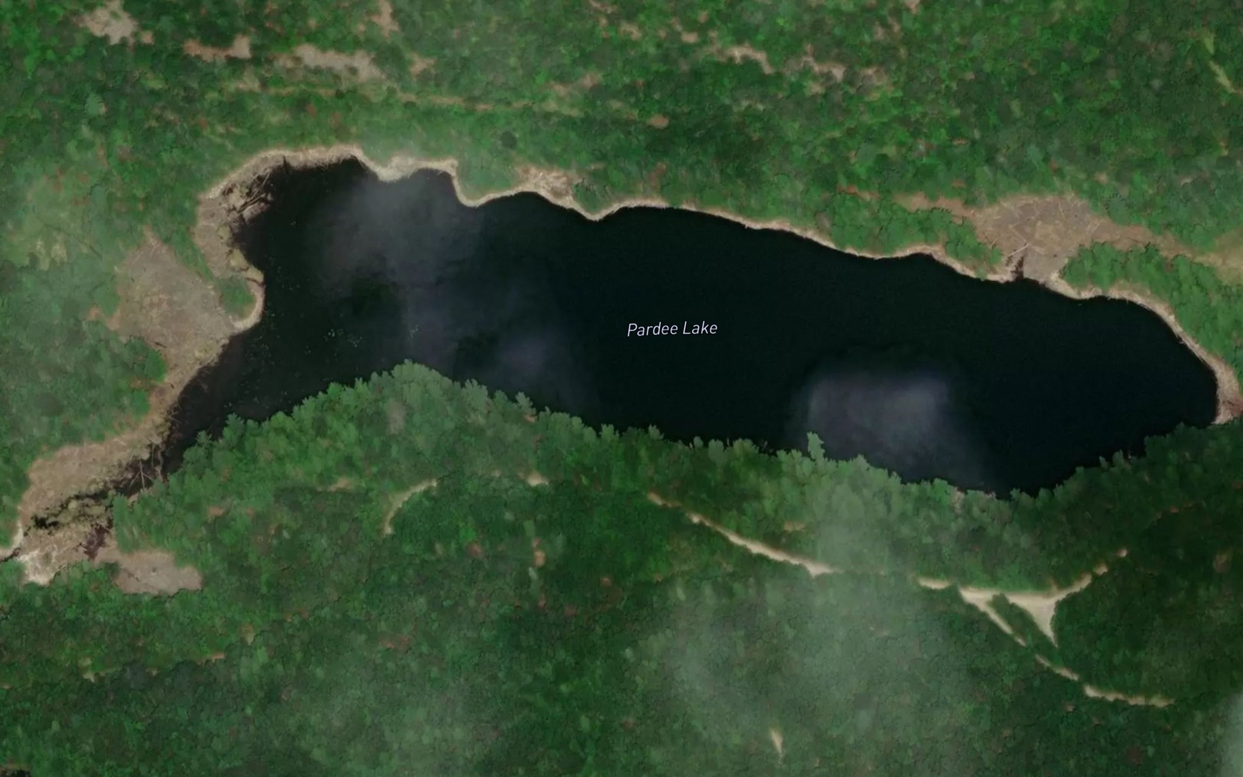 Satellite map of the Pardee Lake