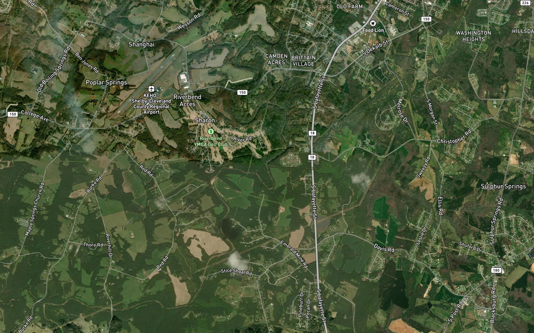 Satellite map of the Hickory Creek