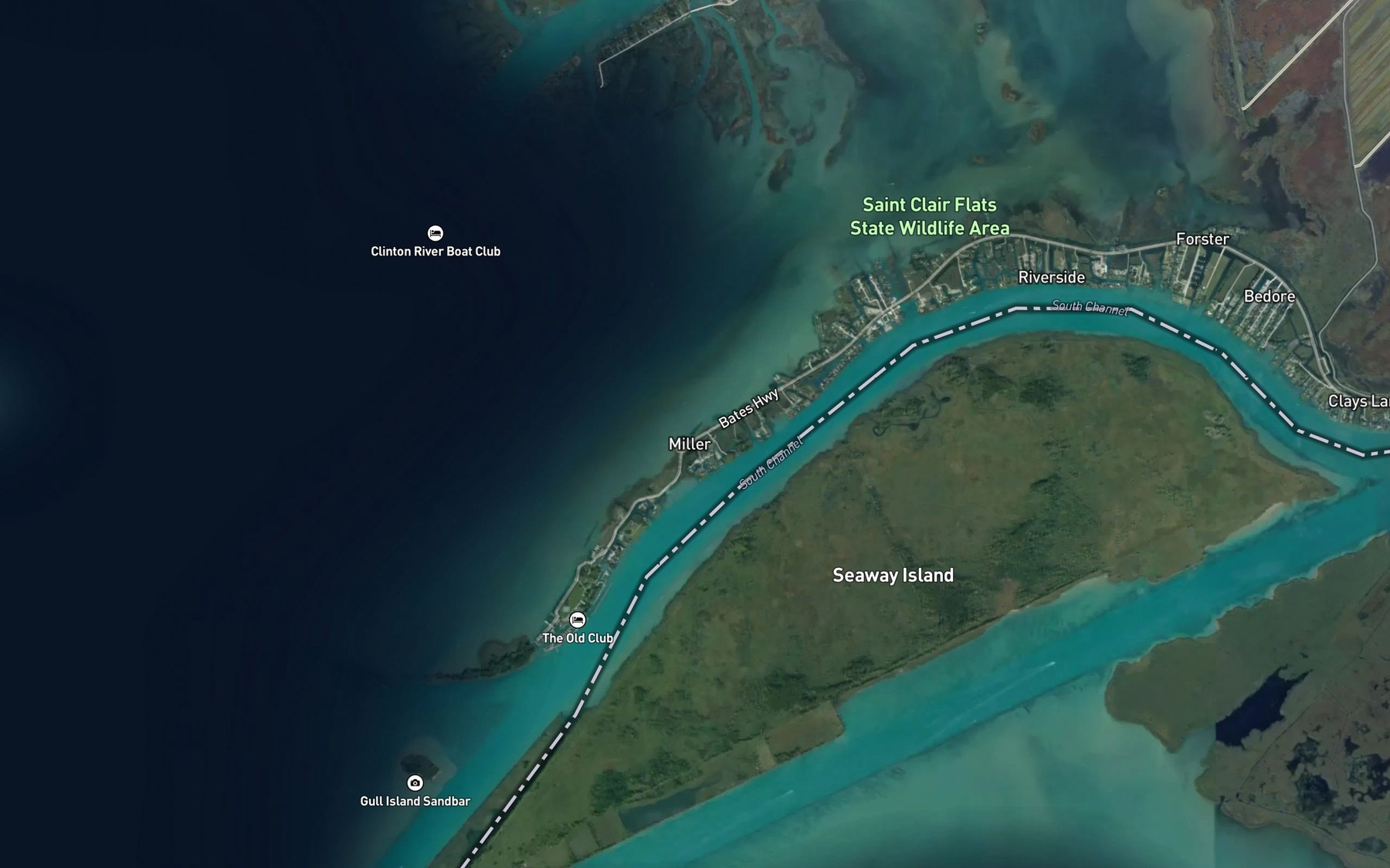 Satellite map of the Big Muscamoot Bay