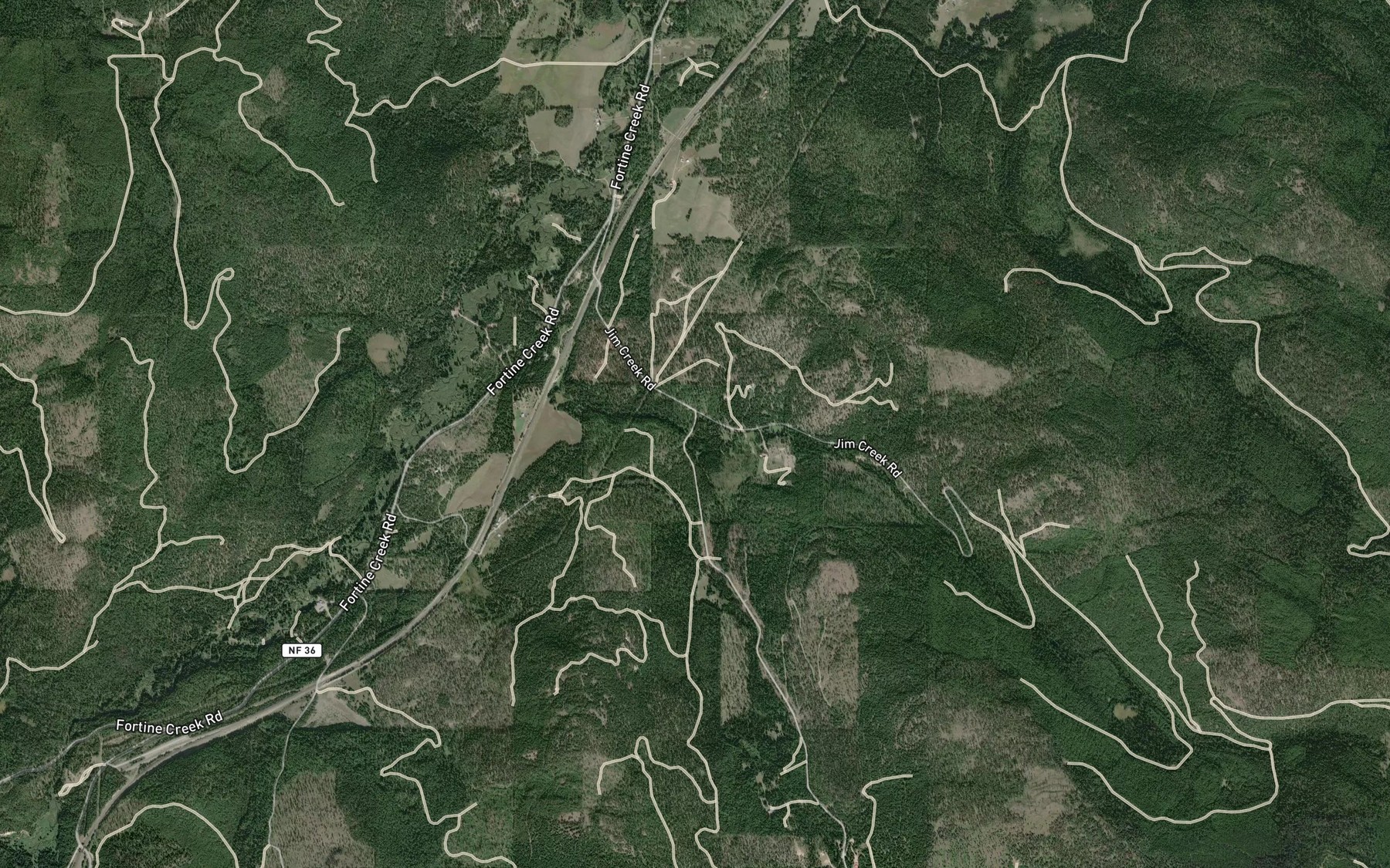 Satellite map of the Jim Creek