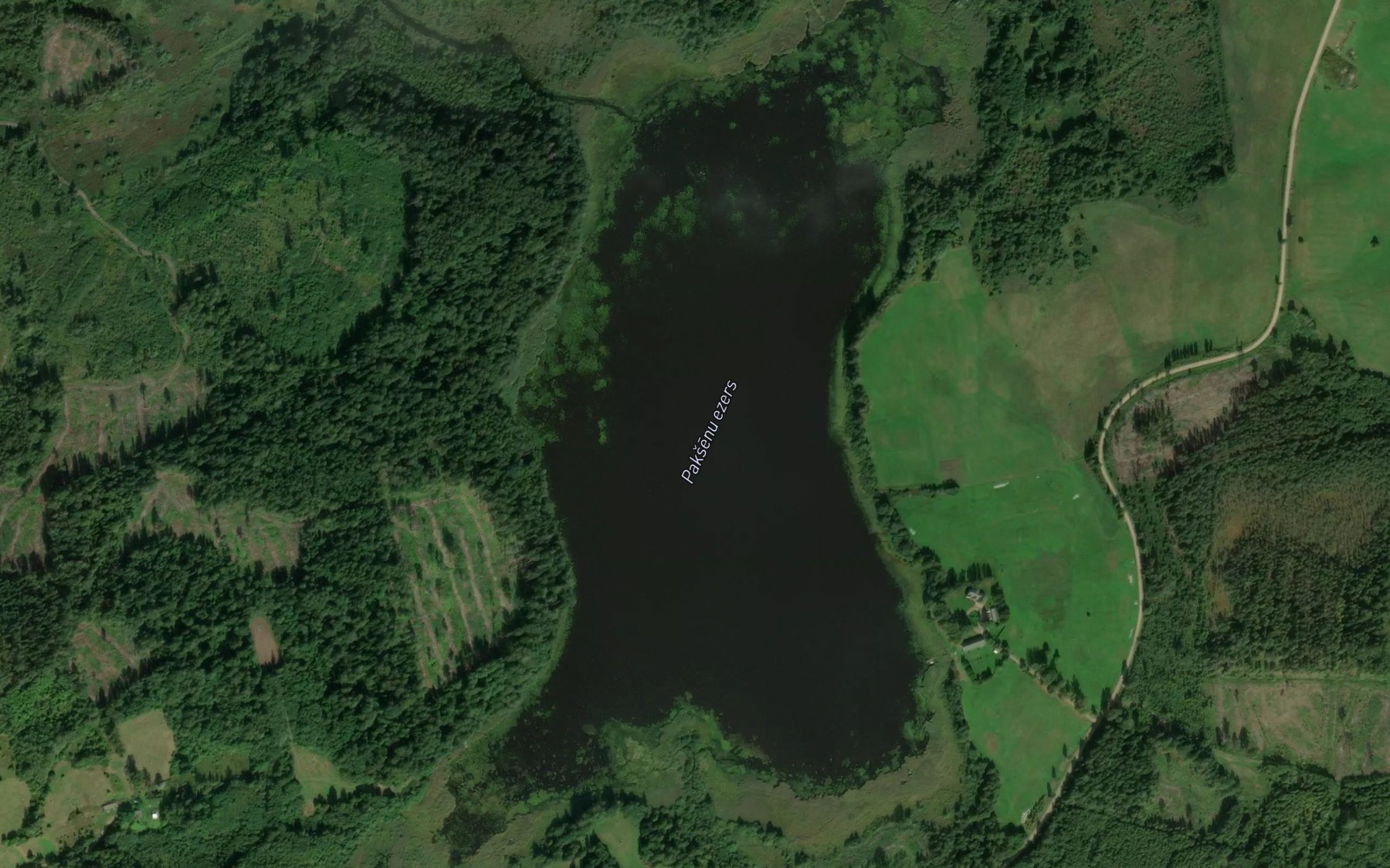 Satellite map of the Paksenu Ezers