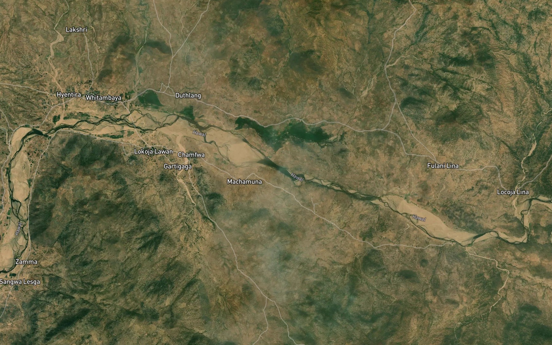 Satellite map of the River Gortama