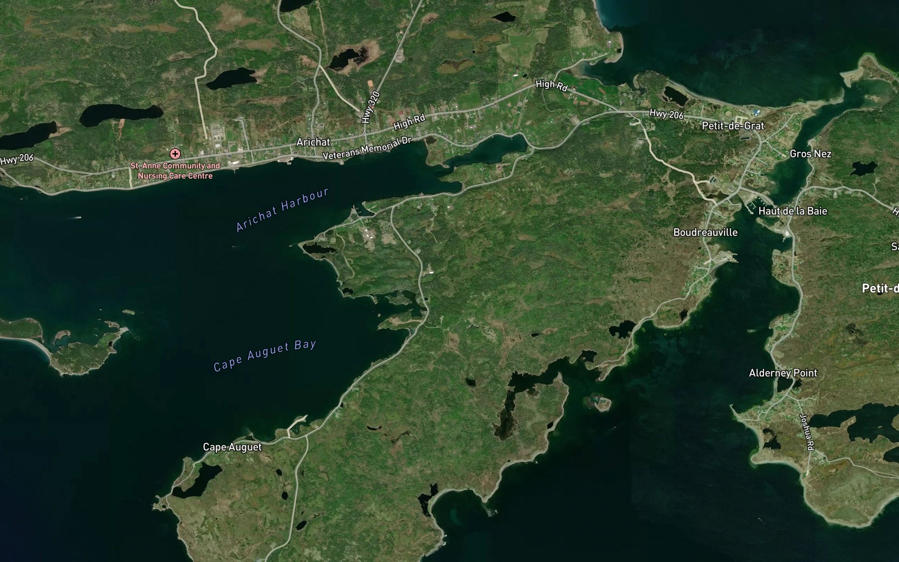 Satellite map of the Anse au Poulamon