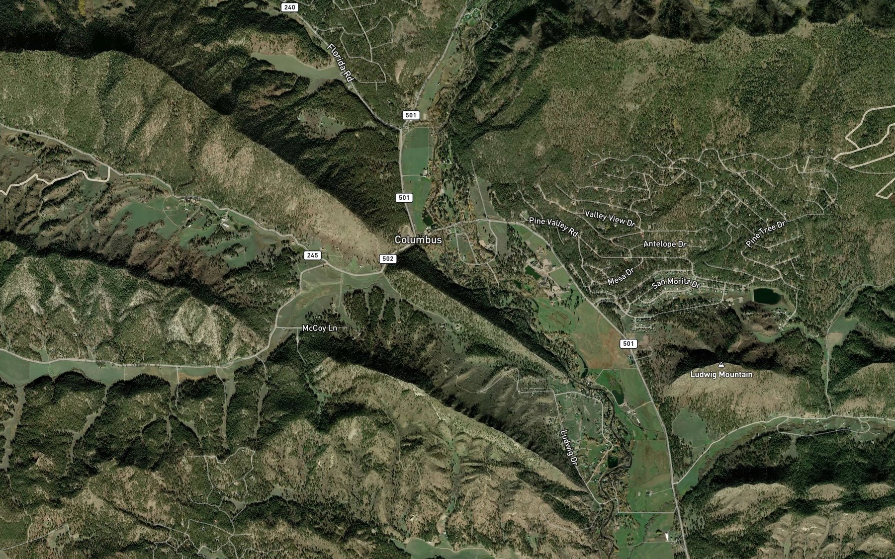 Satellite map of the Texas Creek