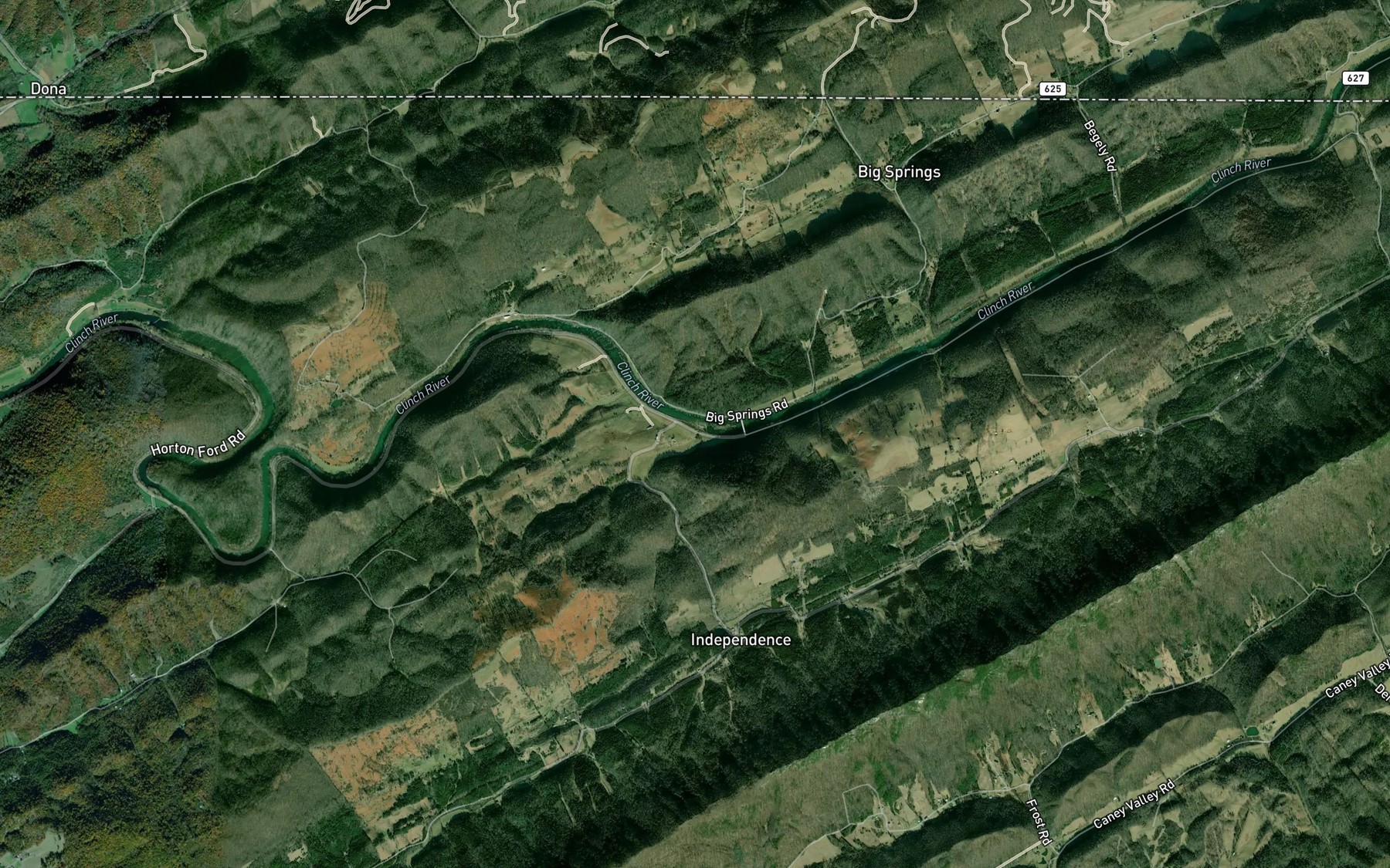 Satellite map of the War Creek