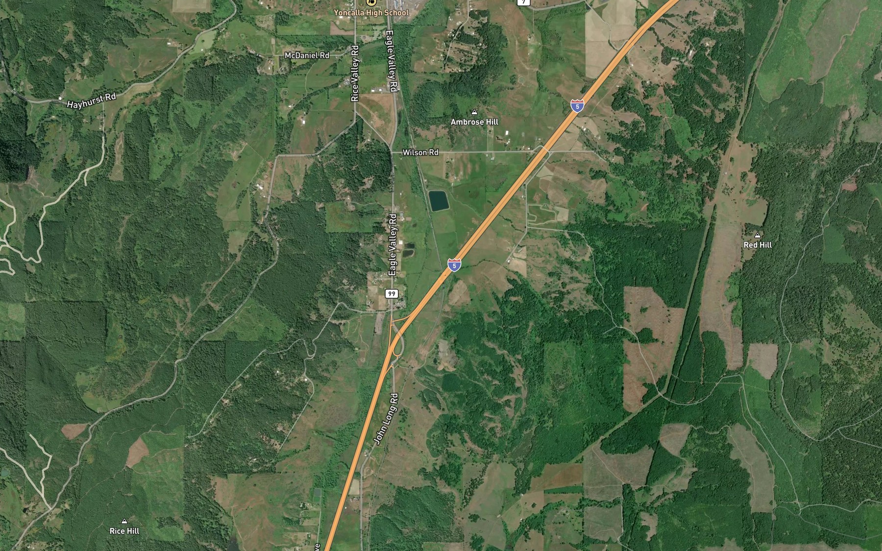 Satellite map of the Wilson Creek