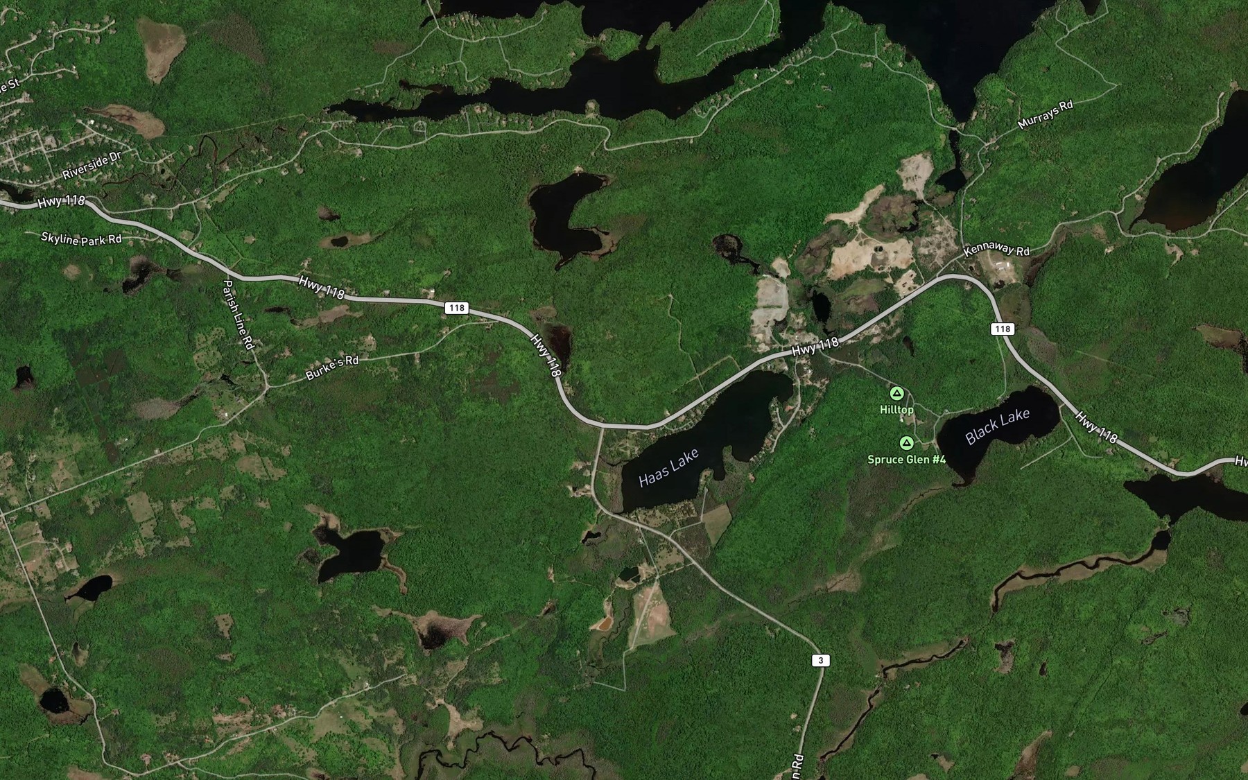Satellite map of the Outlet Bay