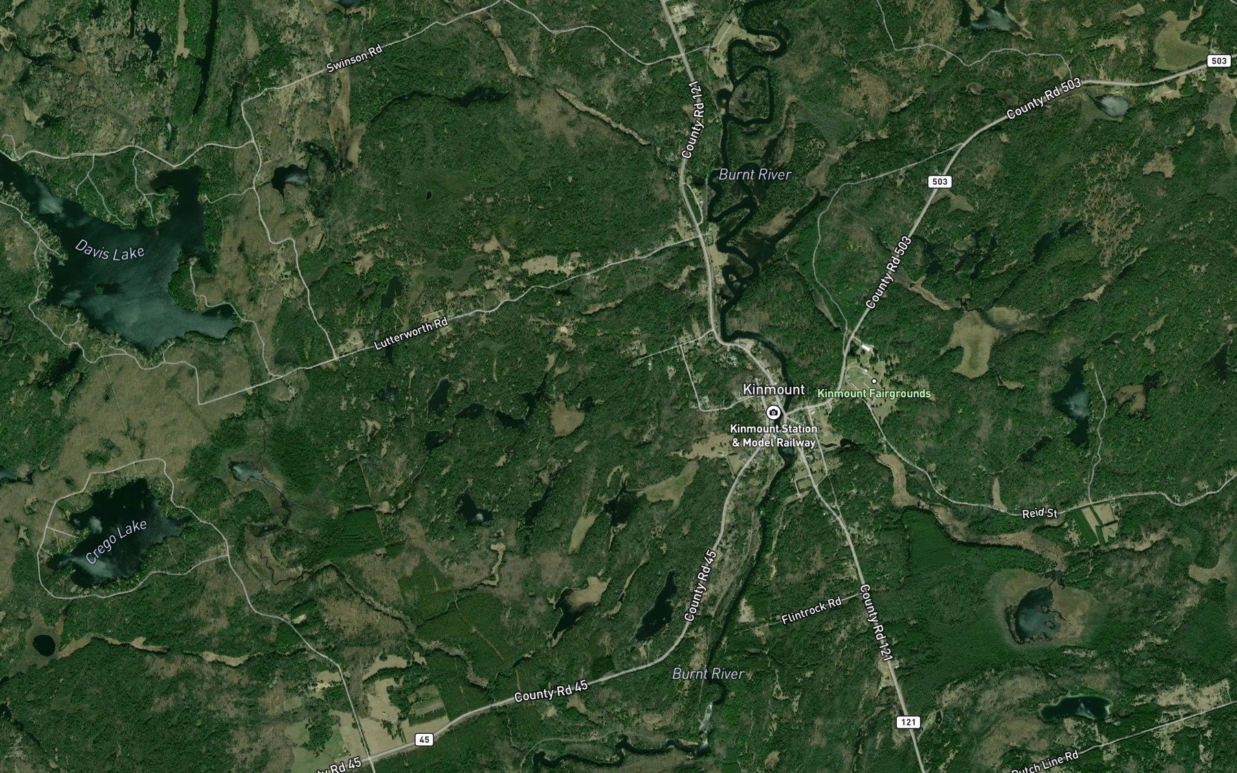 Satellite map of the Howland Creek
