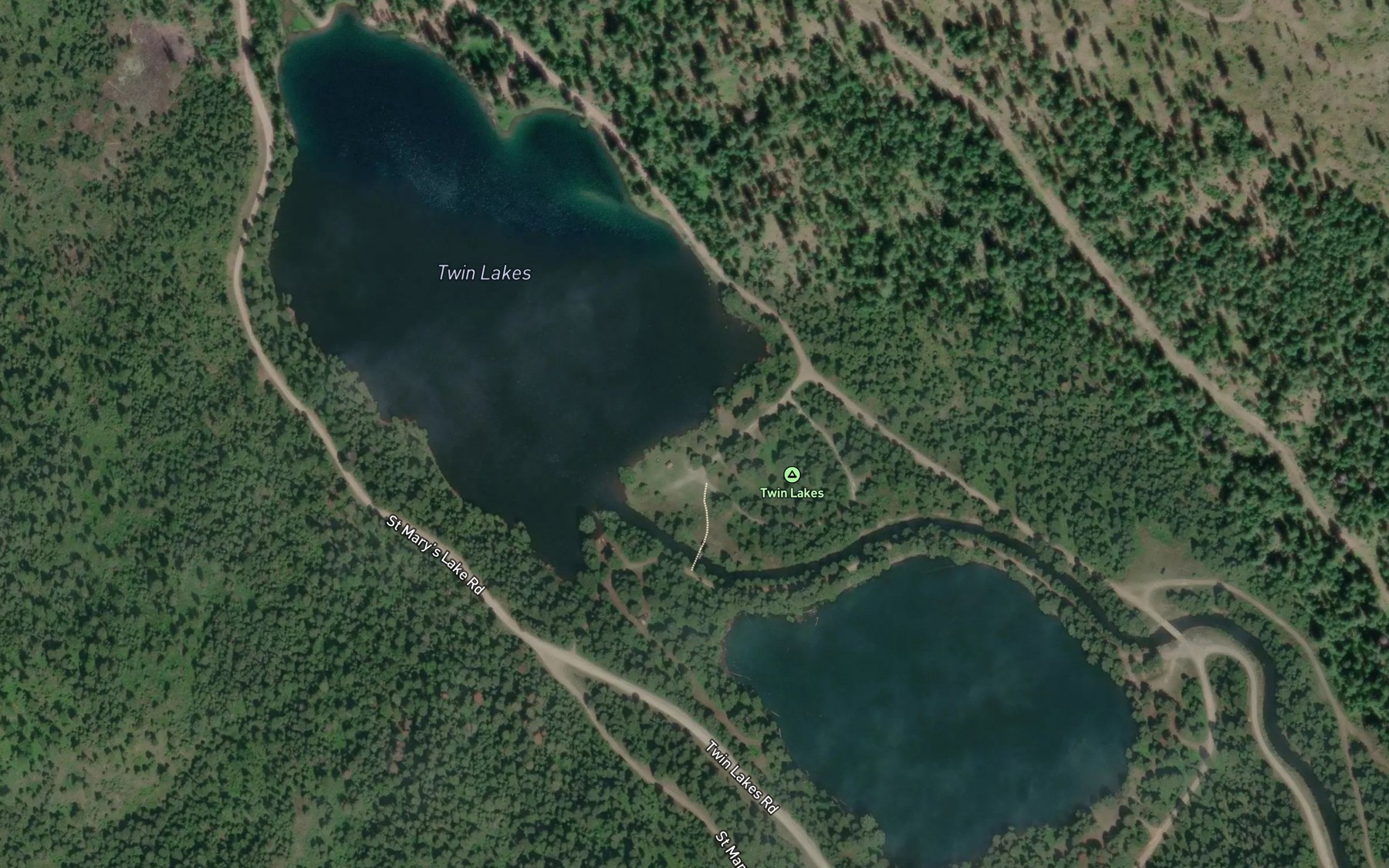 Satellite map of the Twin Lakes
