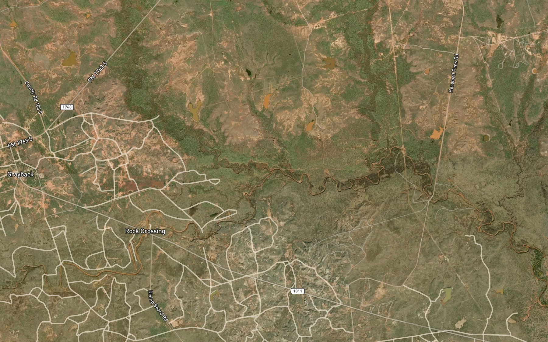 Satellite map of the Boggy Creek