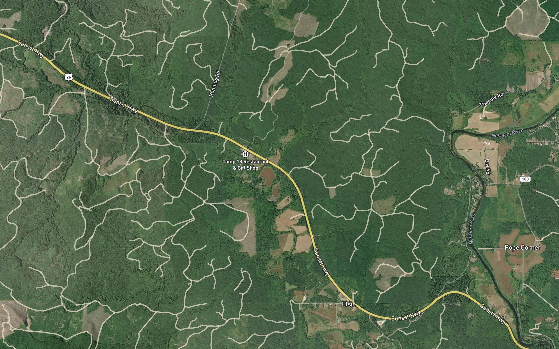 Satellite map of the Alder Creek