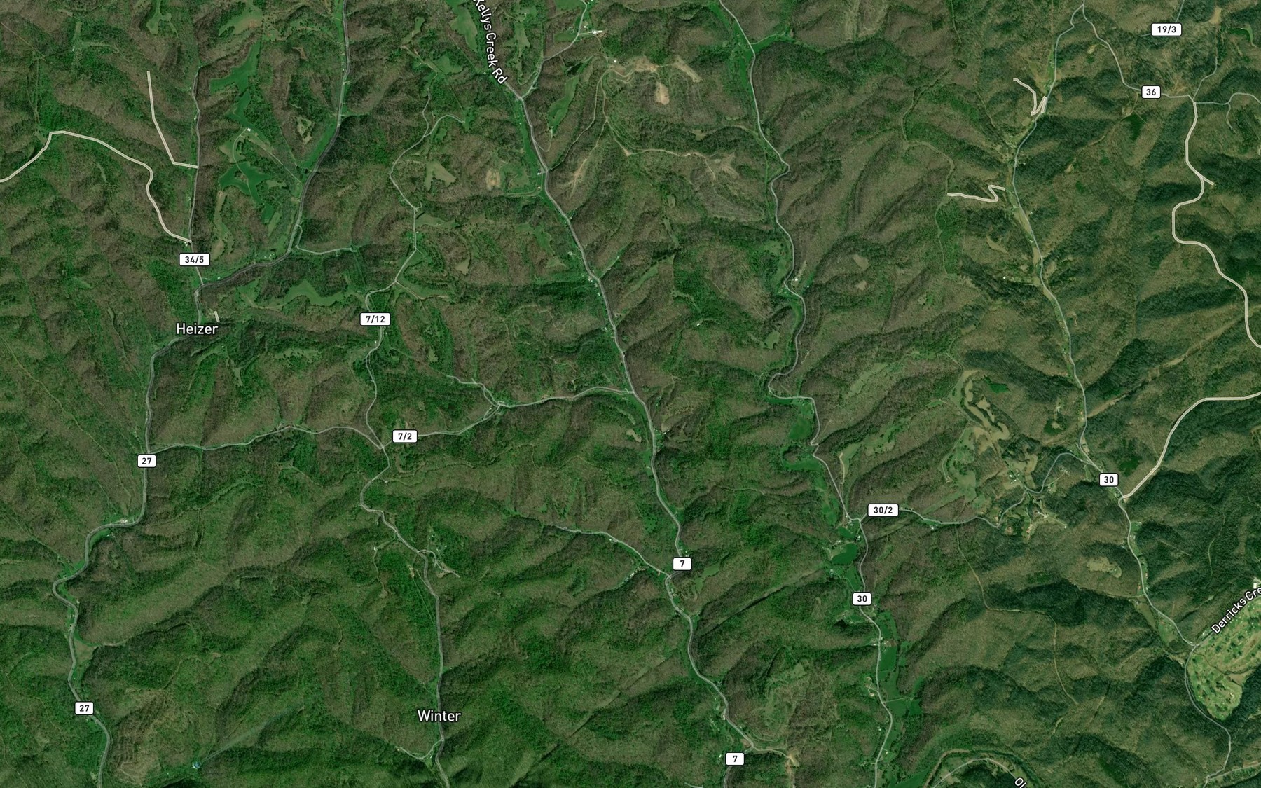 Satellite map of the Dry Branch