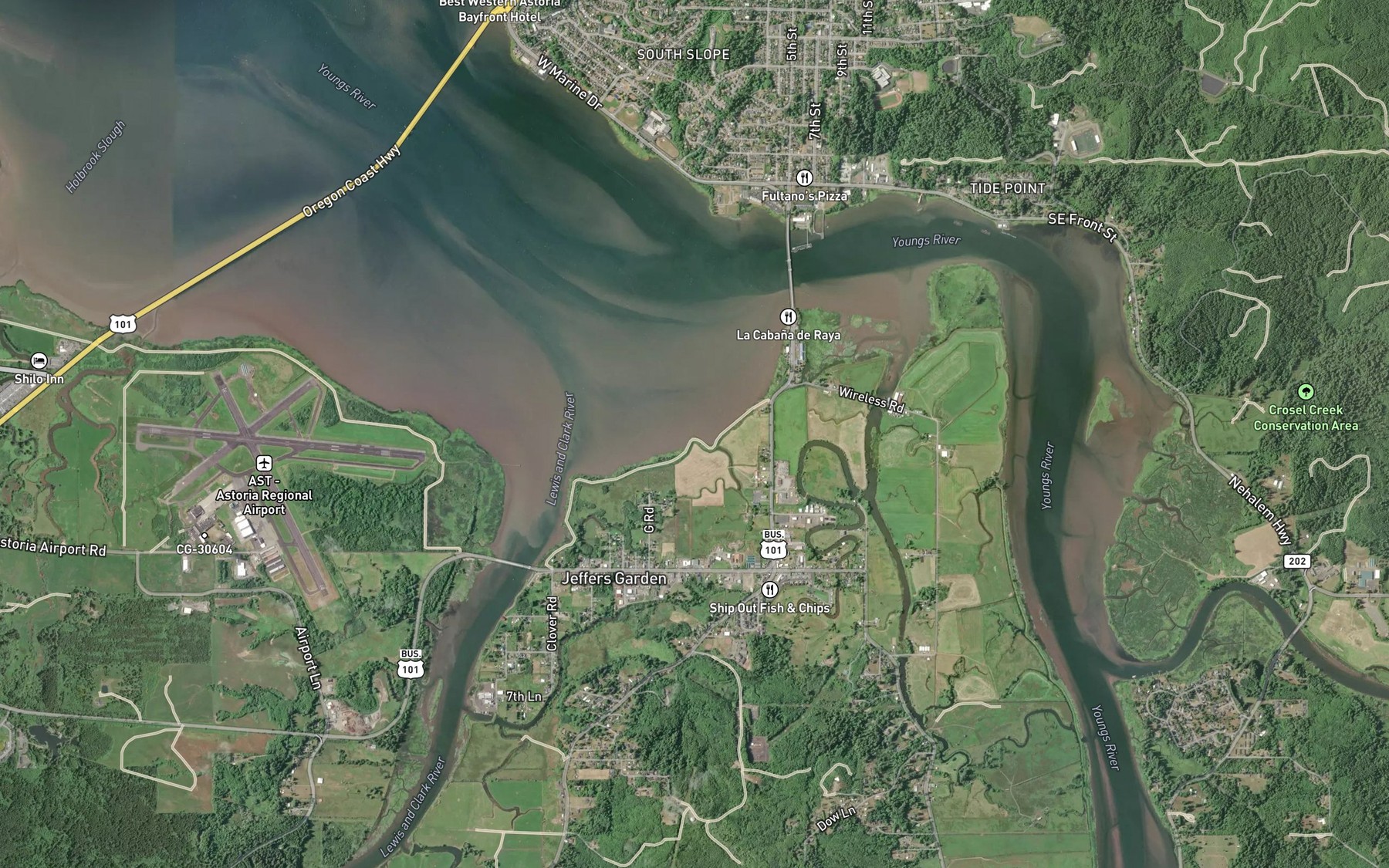Satellite map of the Stewart Creek