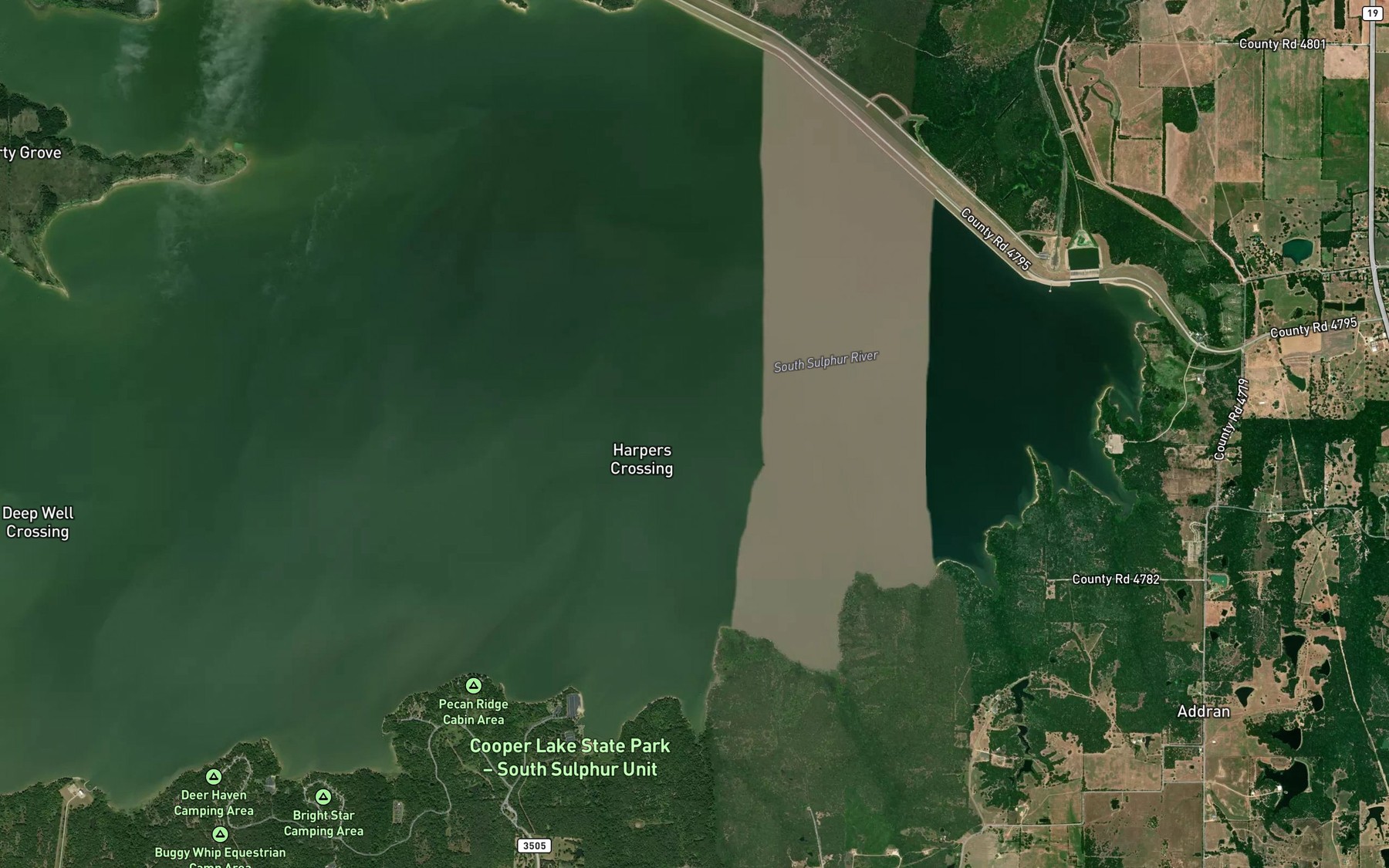 Satellite map of the Moore Creek