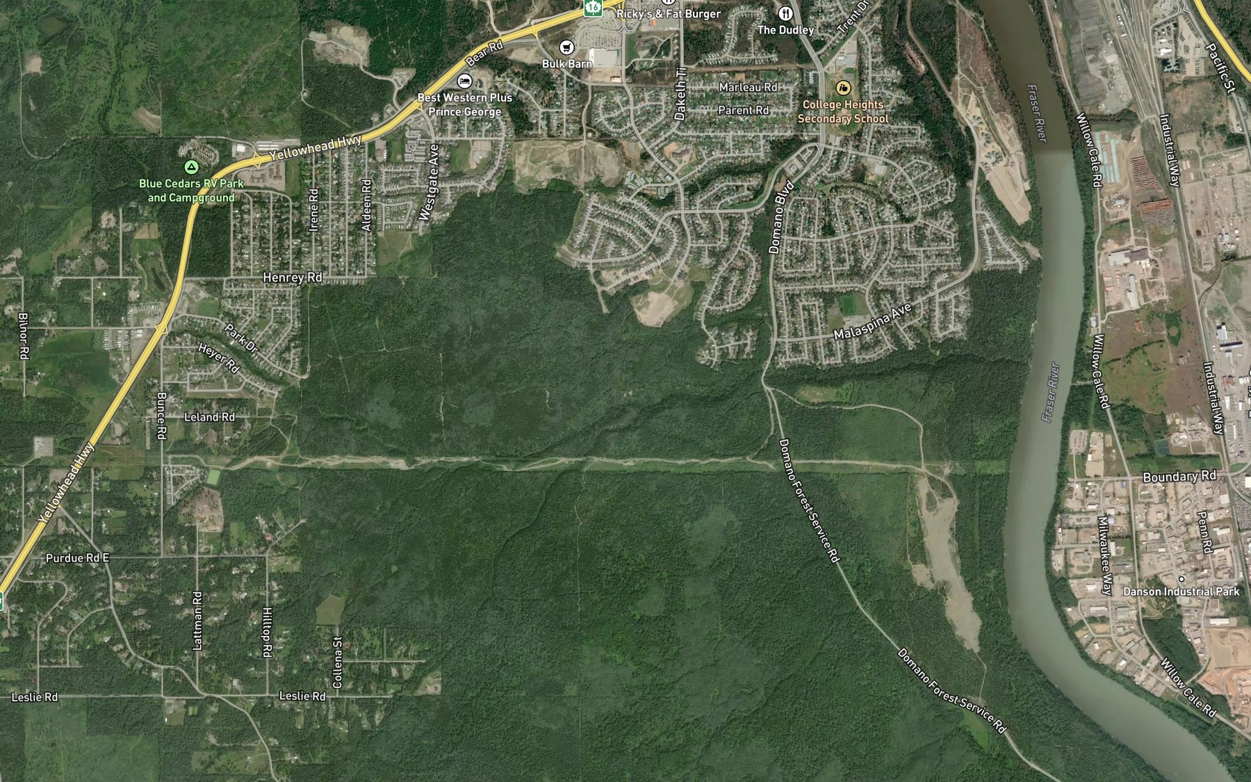 Satellite map of the Porter Creek