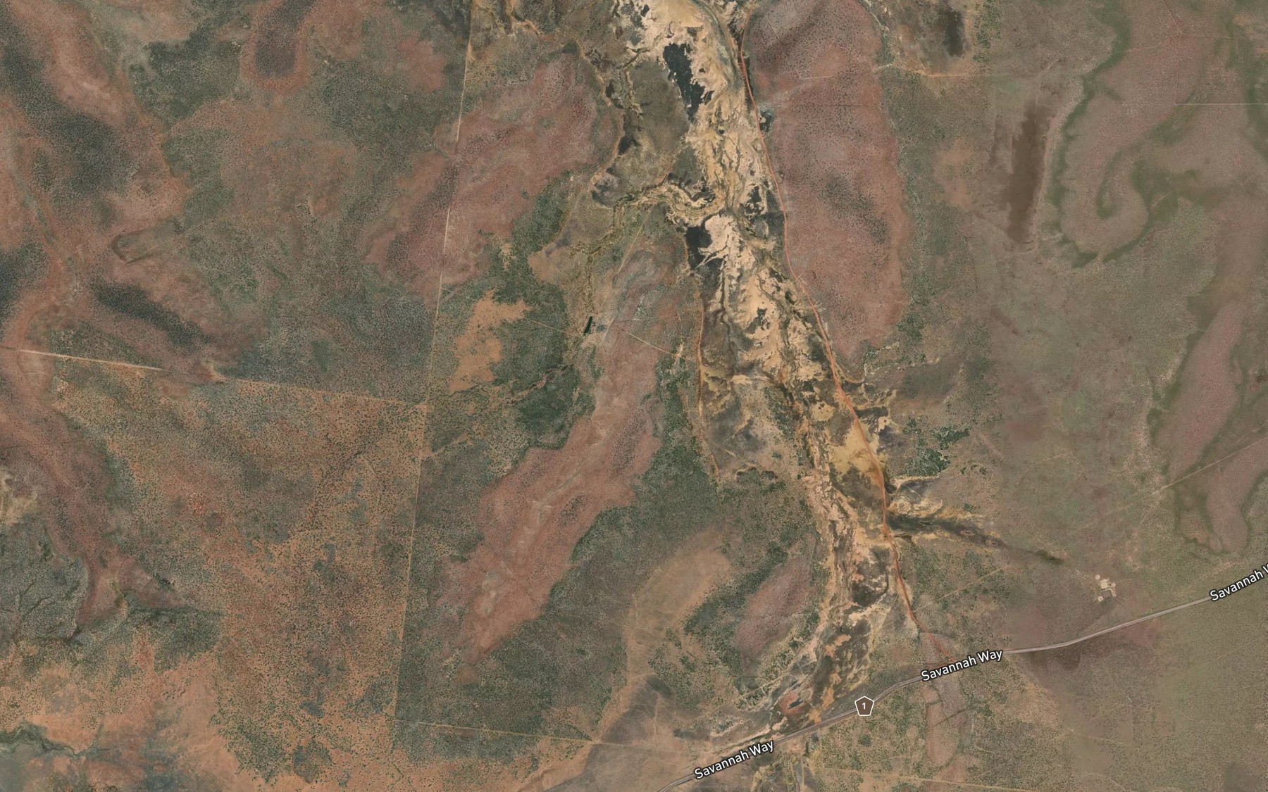 Satellite map of the Red Tank Lagoon