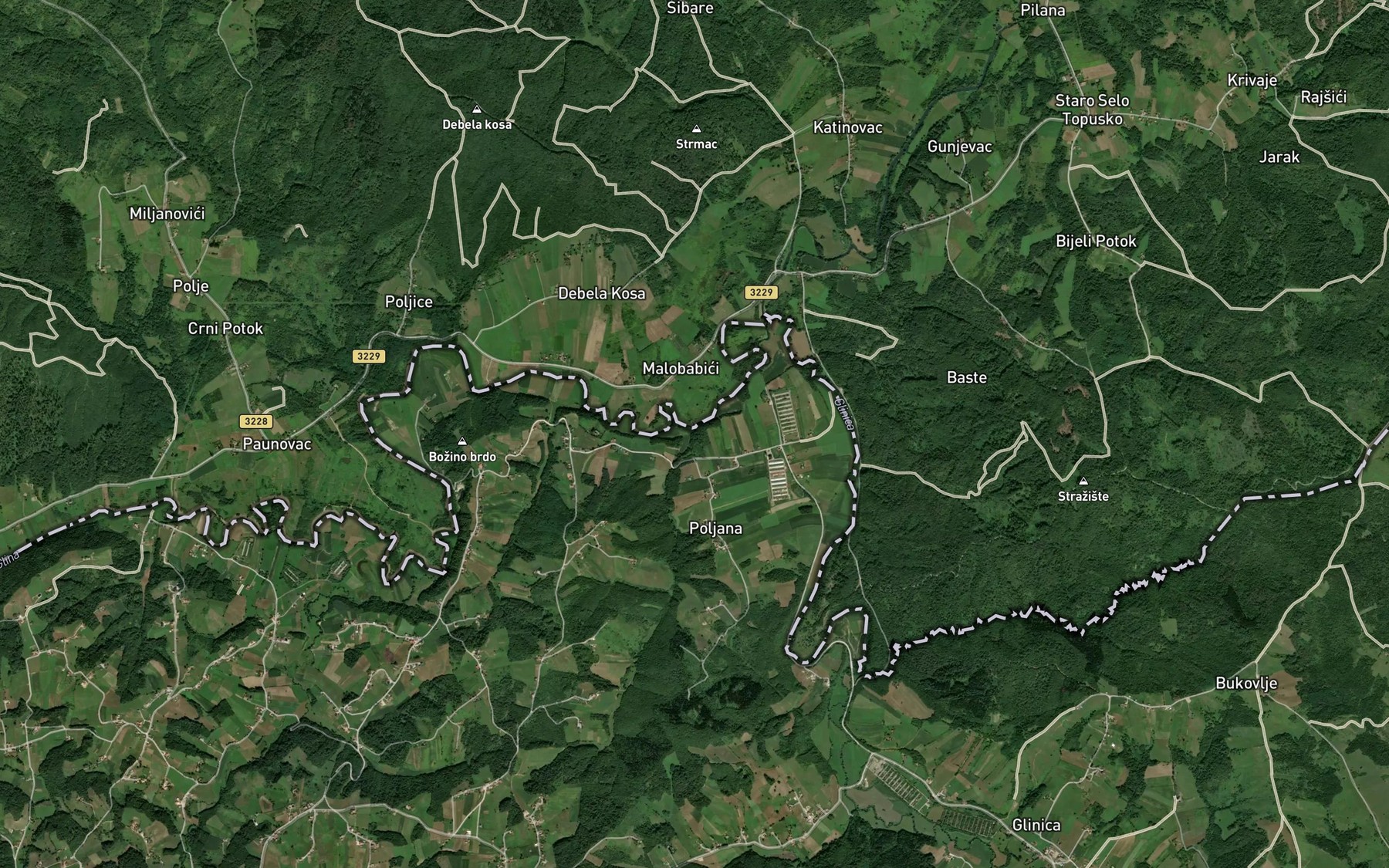 Satellite map of the Poljanski Potok