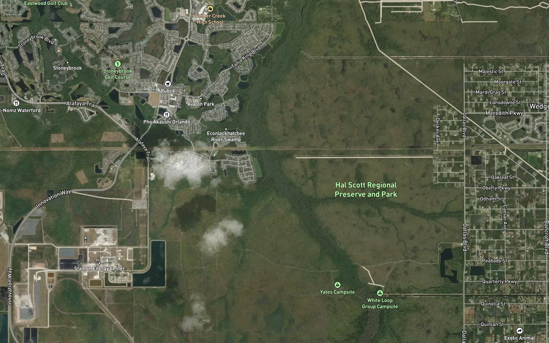 Satellite map of the Cowpen Branch