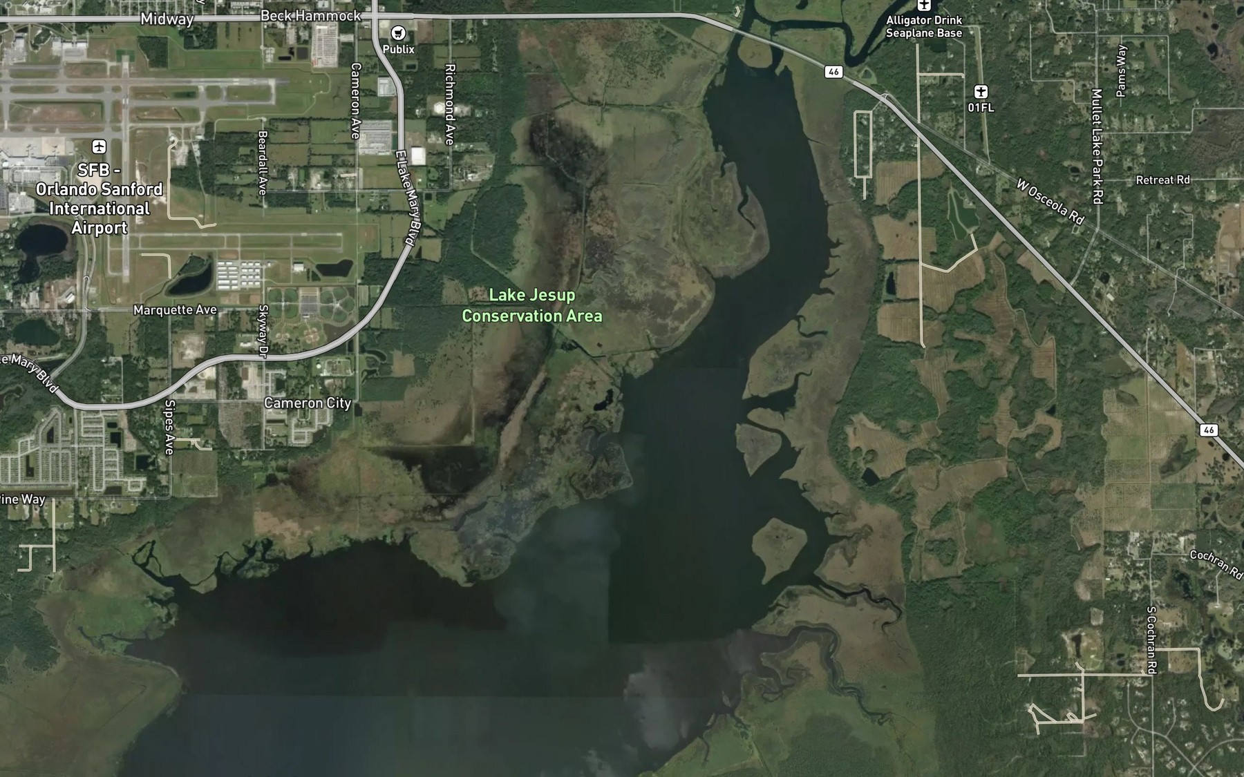 Satellite map of the Chub Creek