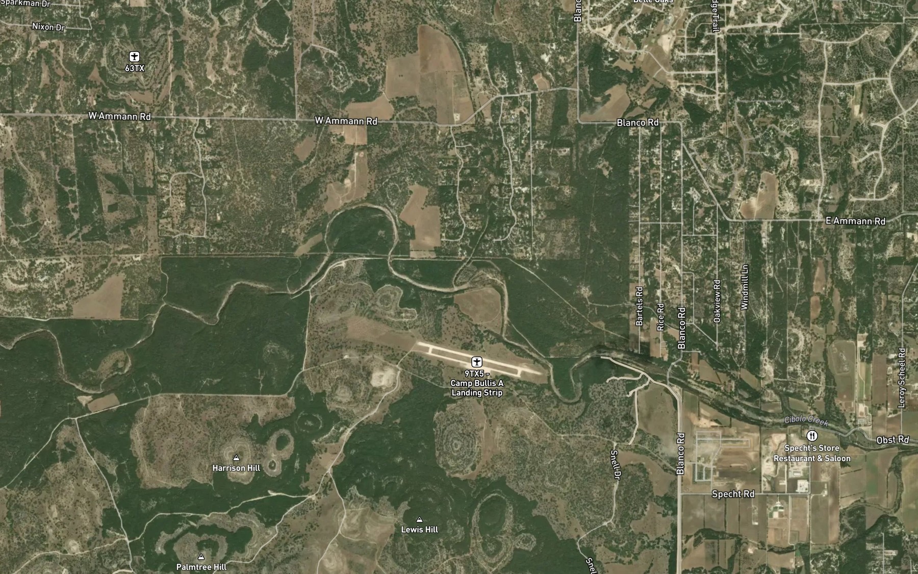 Satellite map of the Pleasant Valley Creek