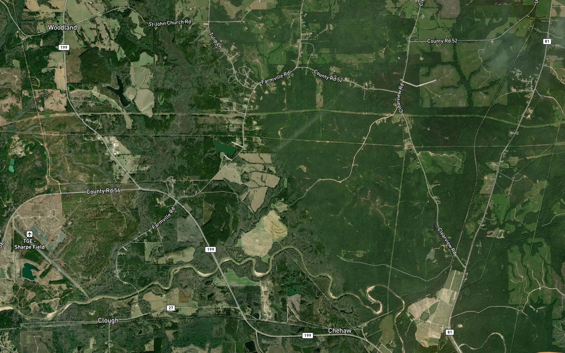 Satellite map of the Oliver Creek