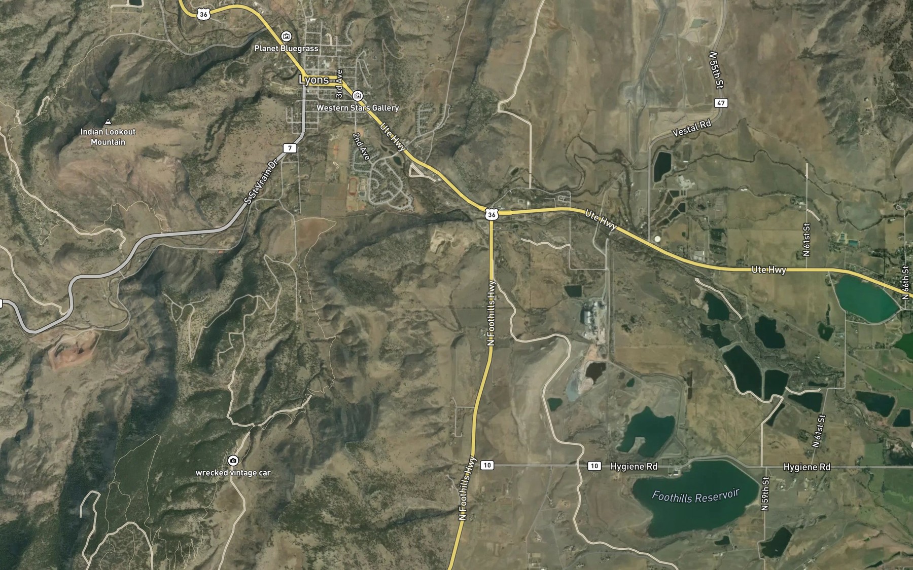 Satellite map of the South Ledge Ditch