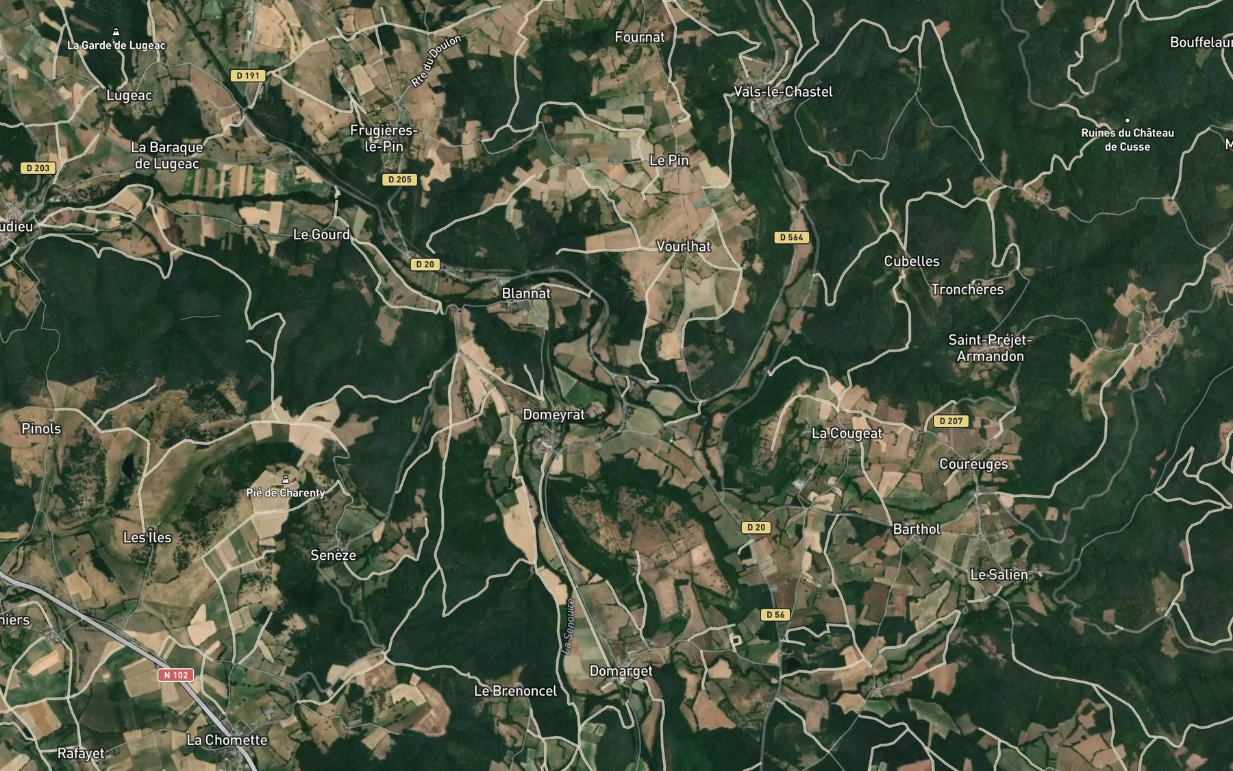 Satellite map of the Ruisseau de Doulon